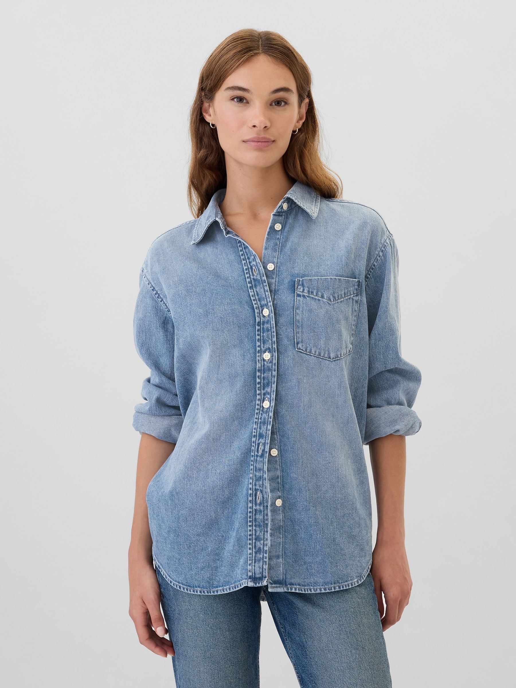 Medium Indigo Denim Big Shirt - Image 1 of 5 Medium Indigo Denim Big Shirt - Image 1 of 5