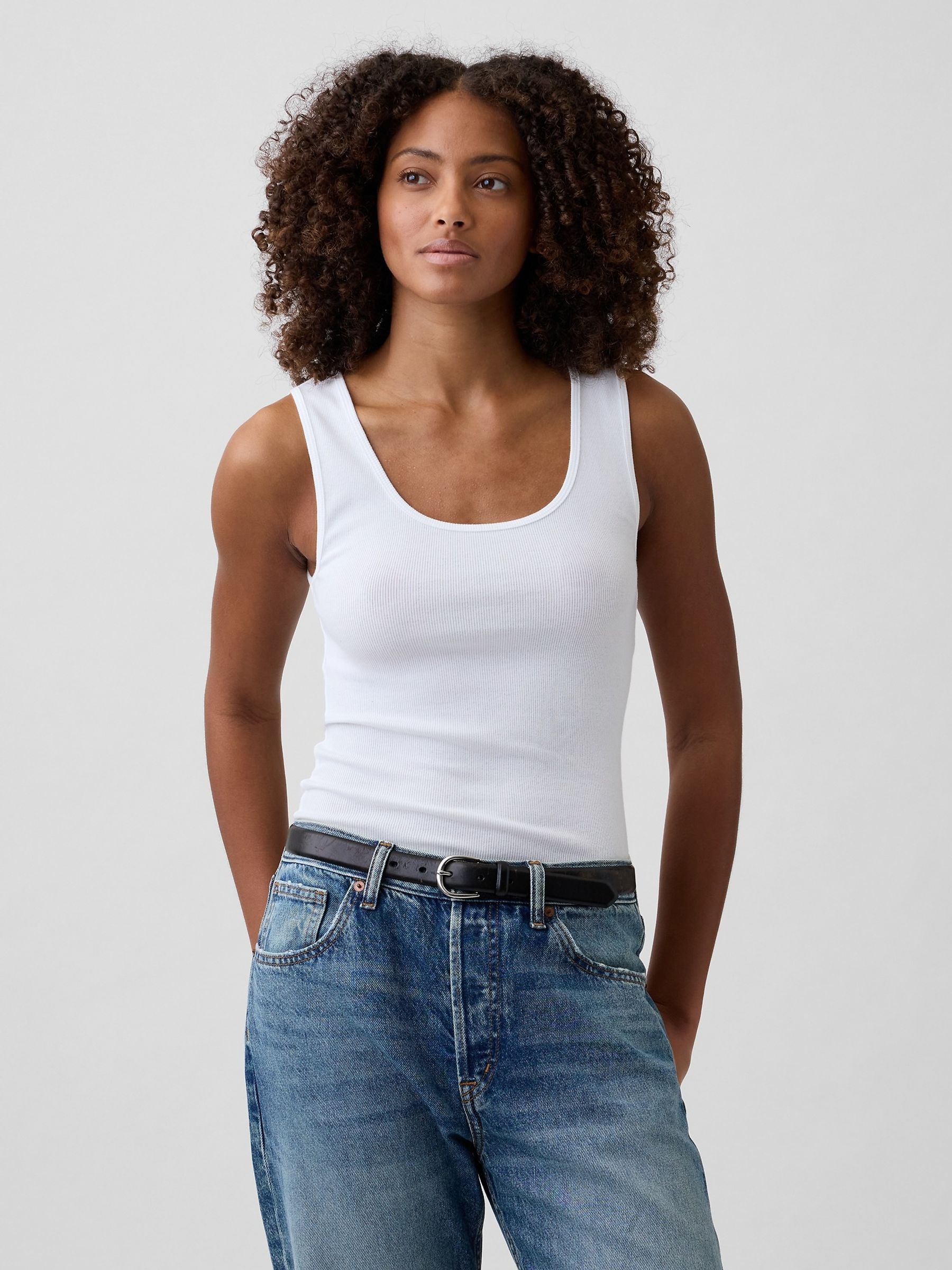 White Ribbed Vests 2 Pack - Image 2 of 3