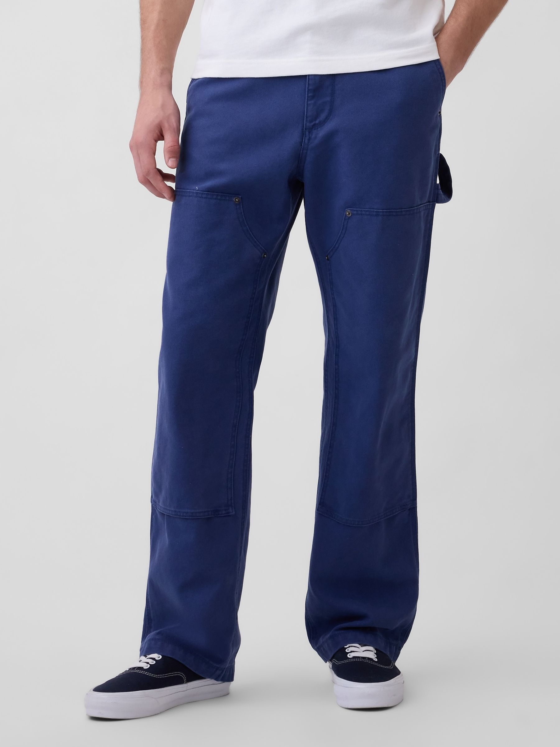 Blue 90s Loose Canvas Double-Knee Carpenter Trousers - Image 1 of 5 Blue 90s Loose Canvas Double-Knee Carpenter Trousers - Image 1 of 5