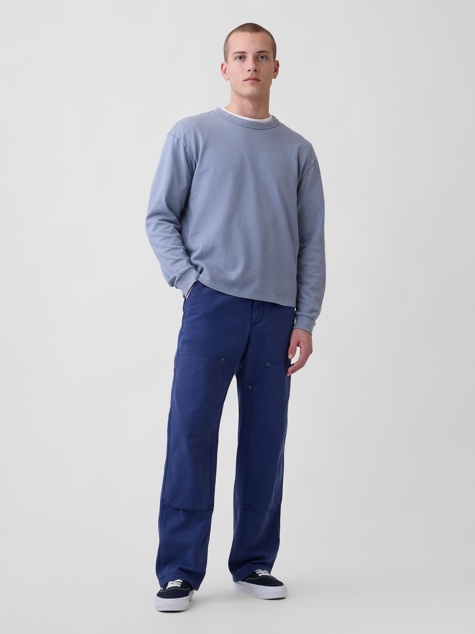 Blue 90s Loose Canvas Double-Knee Carpenter Trousers - Image 3 of 5