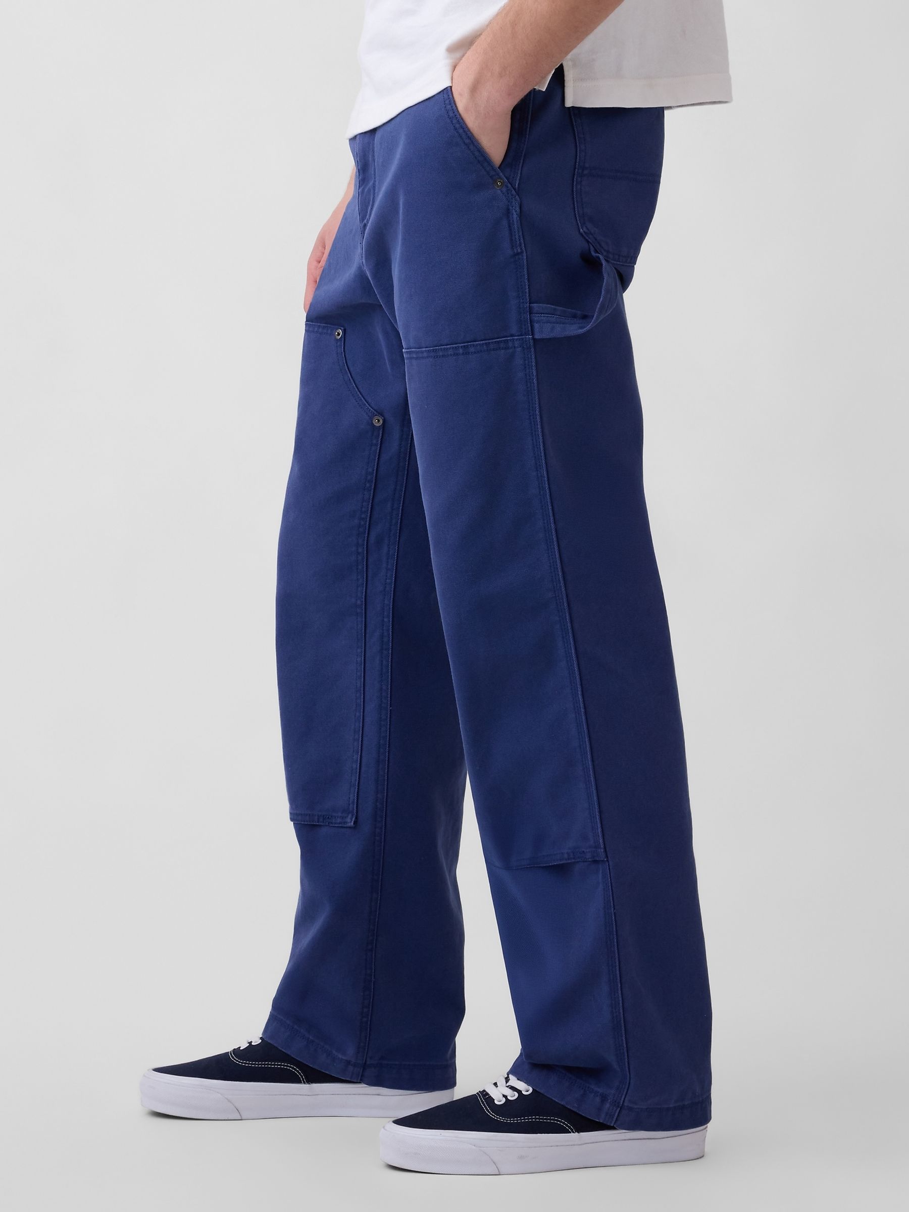 Blue 90s Loose Canvas Double-Knee Carpenter Trousers - Image 4 of 5