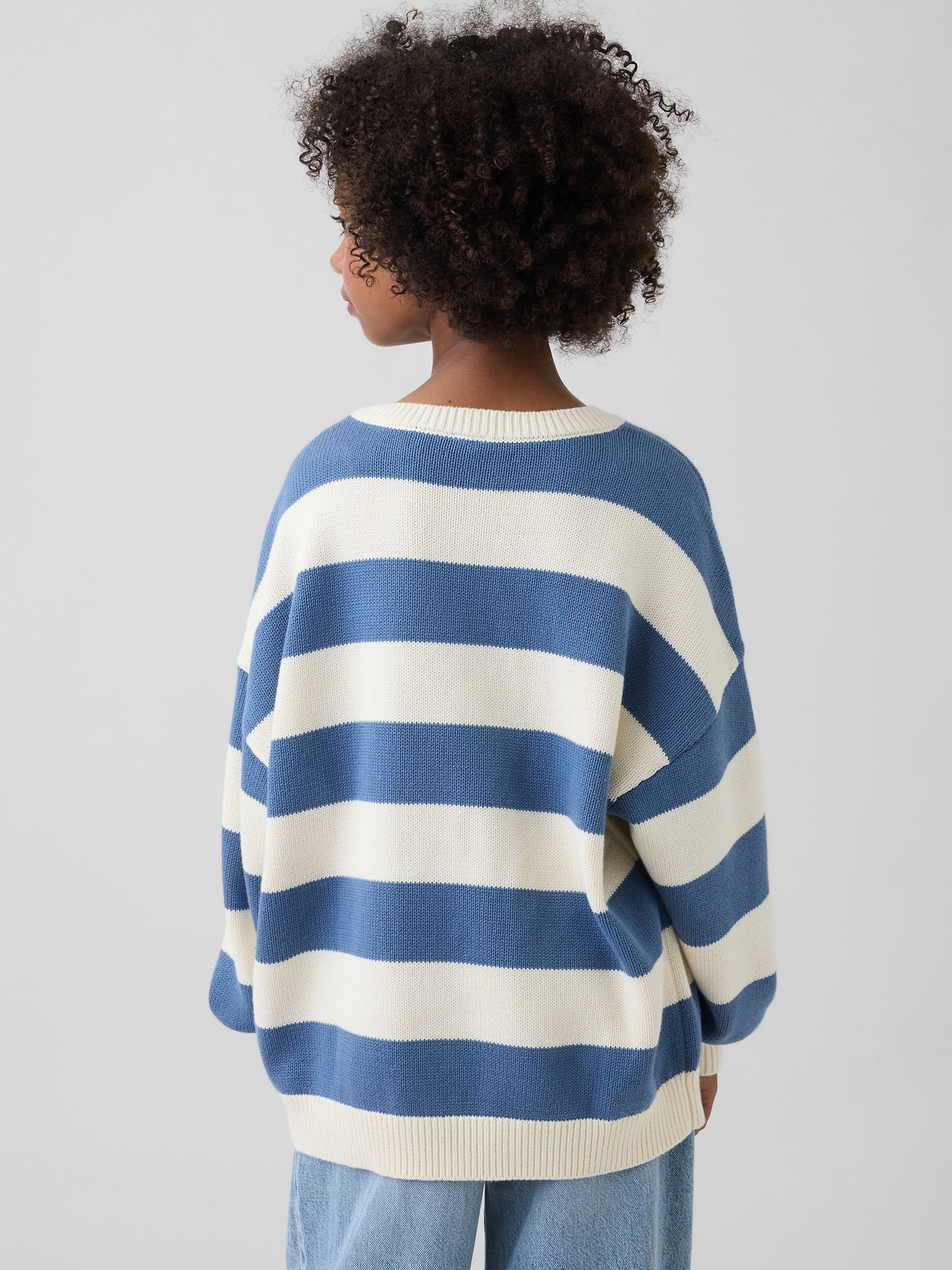 Blue stripe Oversized Longline Jumper - Image 2 of 5