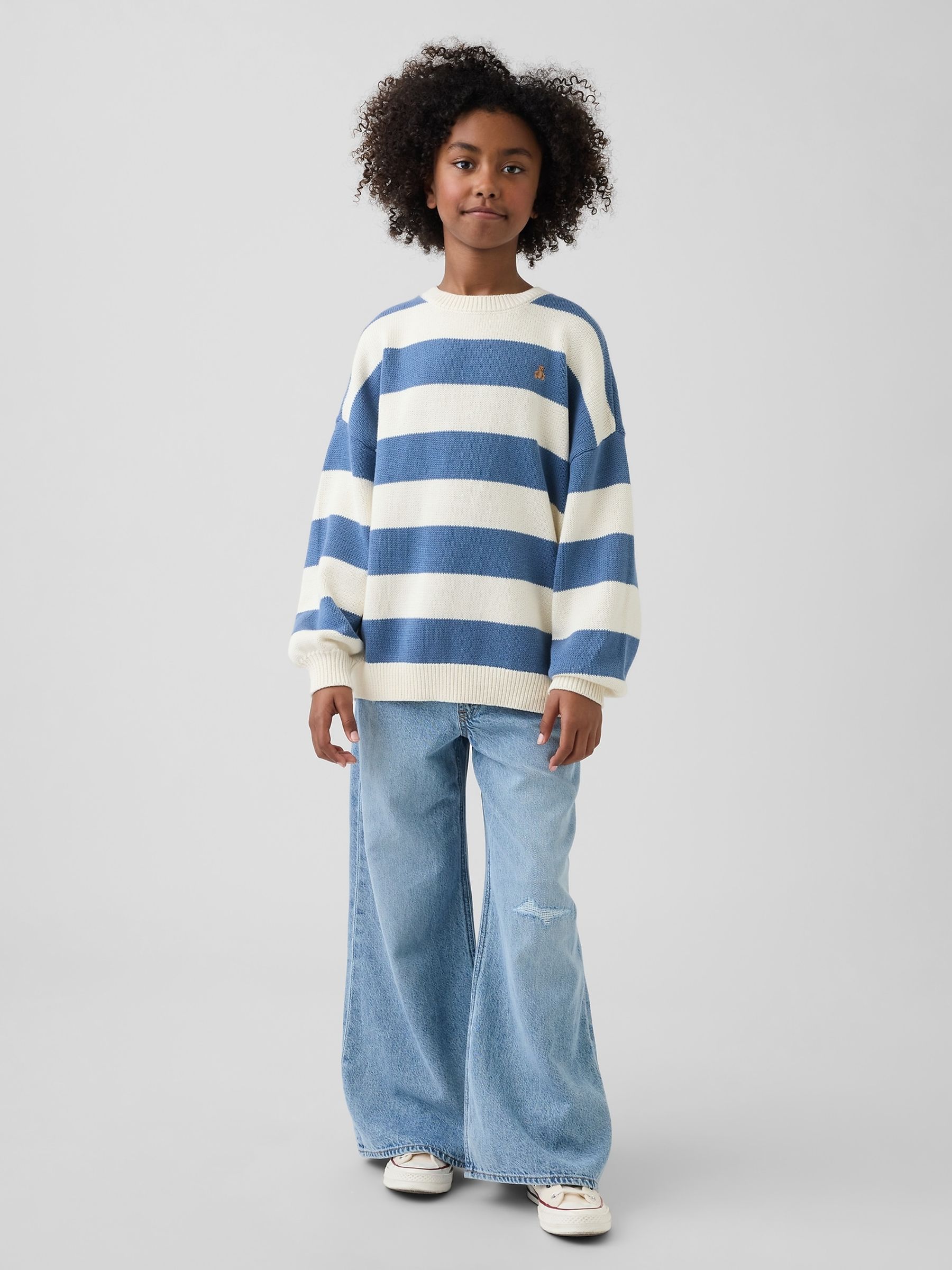 Blue stripe Oversized Longline Jumper - Image 3 of 5