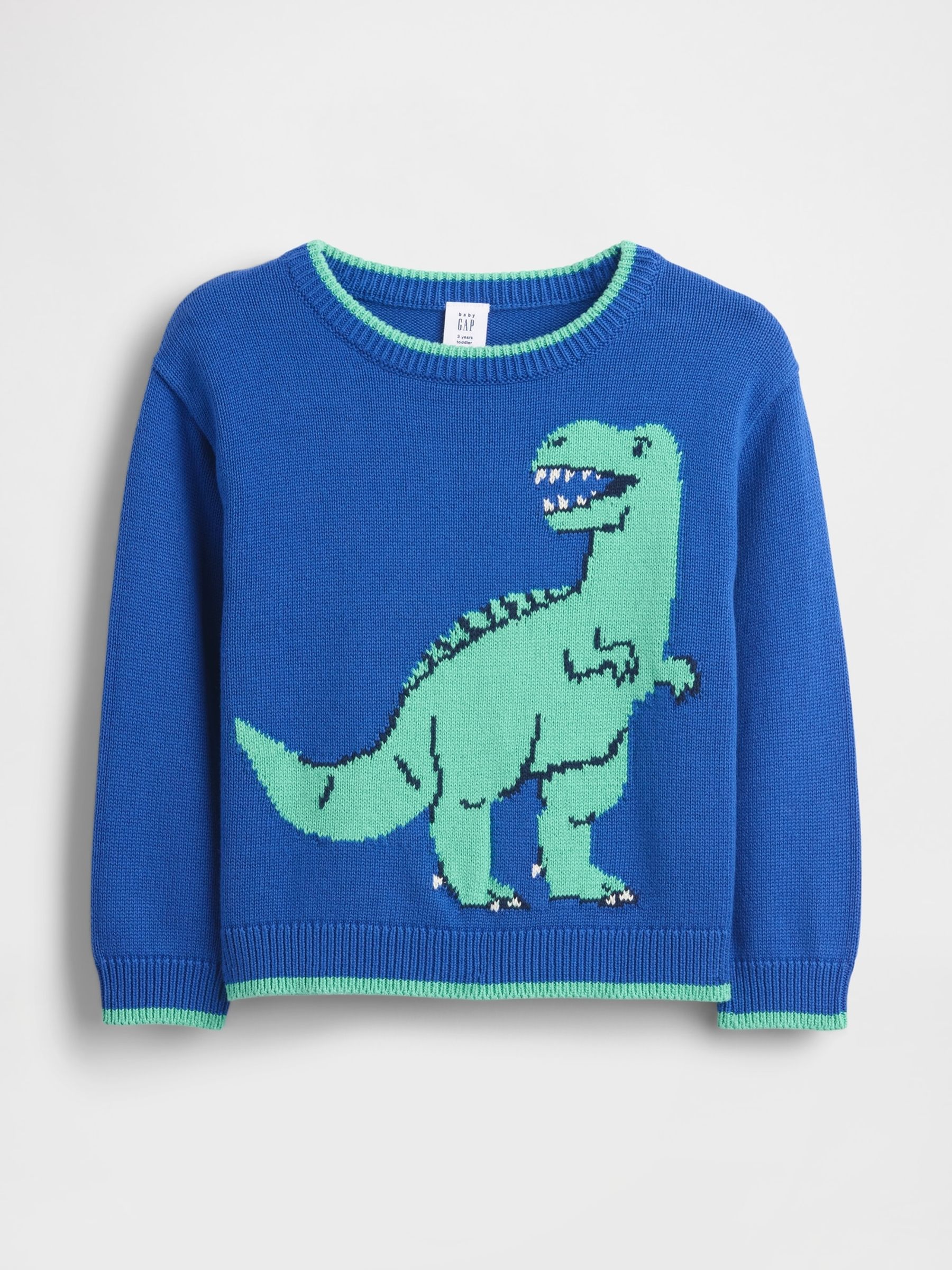 Blue Dinosaur Shaker-Stitch Jumper - Image 1 of 2