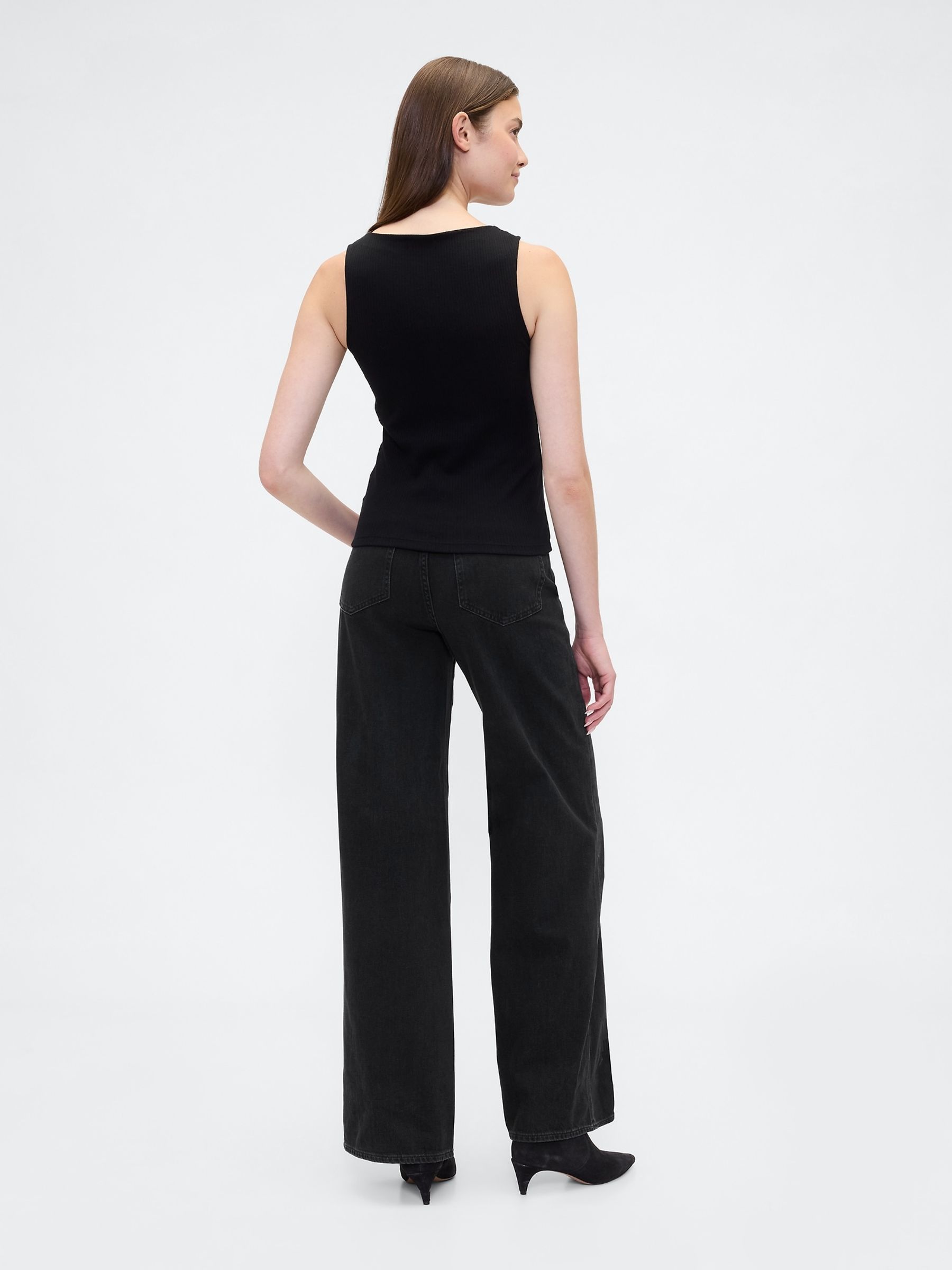 Black High Waisted Wide-Leg Jeans - Image 4 of 6