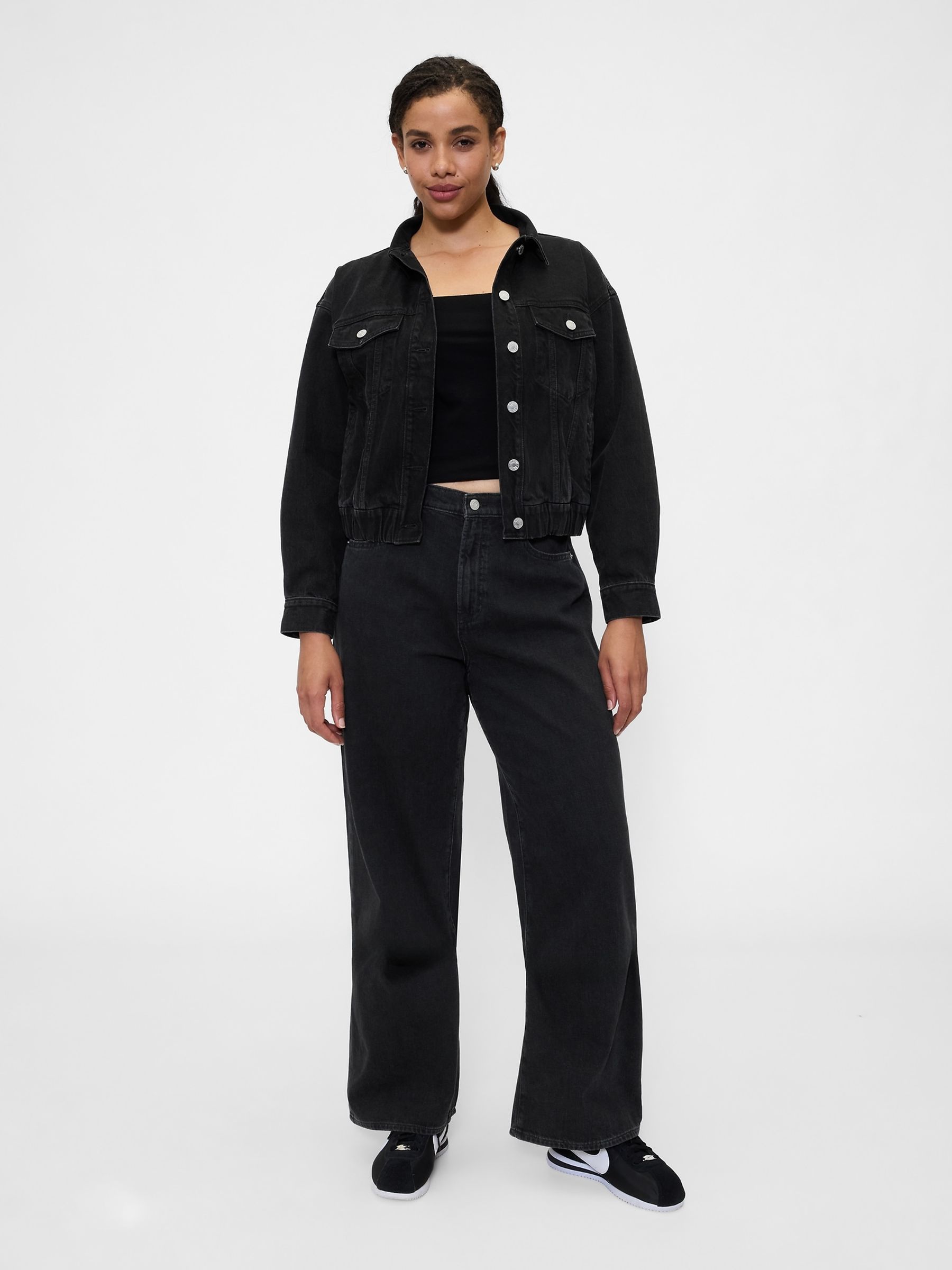 Black High Waisted Wide-Leg Jeans - Image 5 of 6