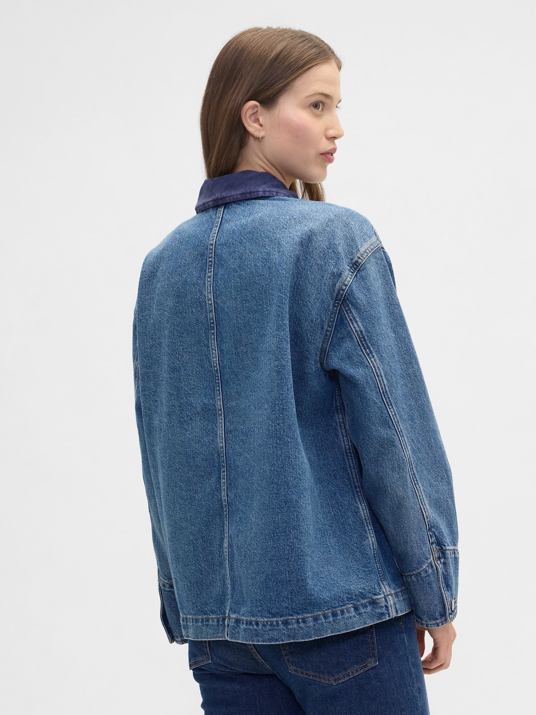 Blue Relaxed Denim Chore Jacket - Image 2 of 5 Blue Relaxed Denim Chore Jacket - Image 2 of 5