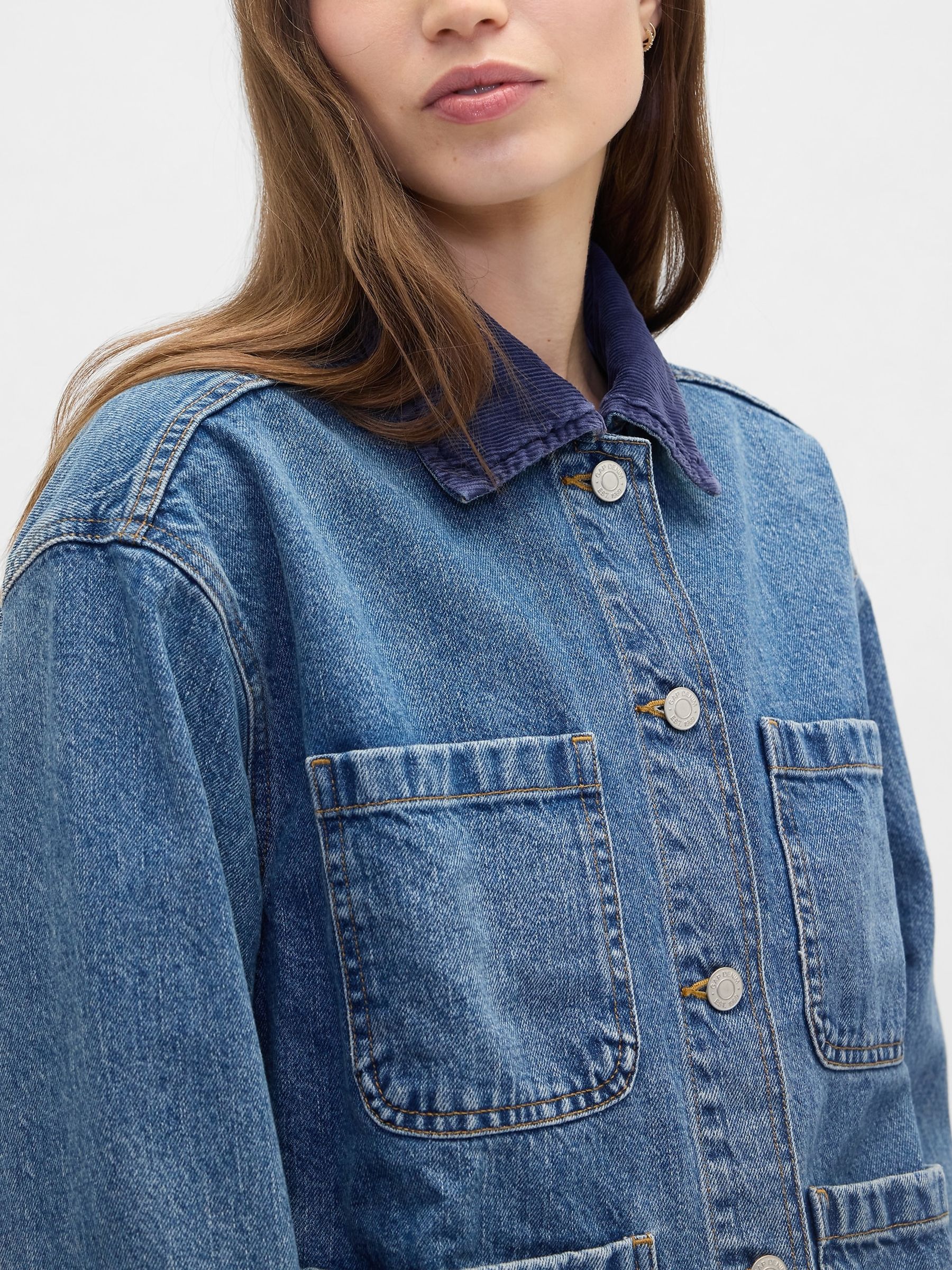 Blue Relaxed Denim Chore Jacket - Image 4 of 5