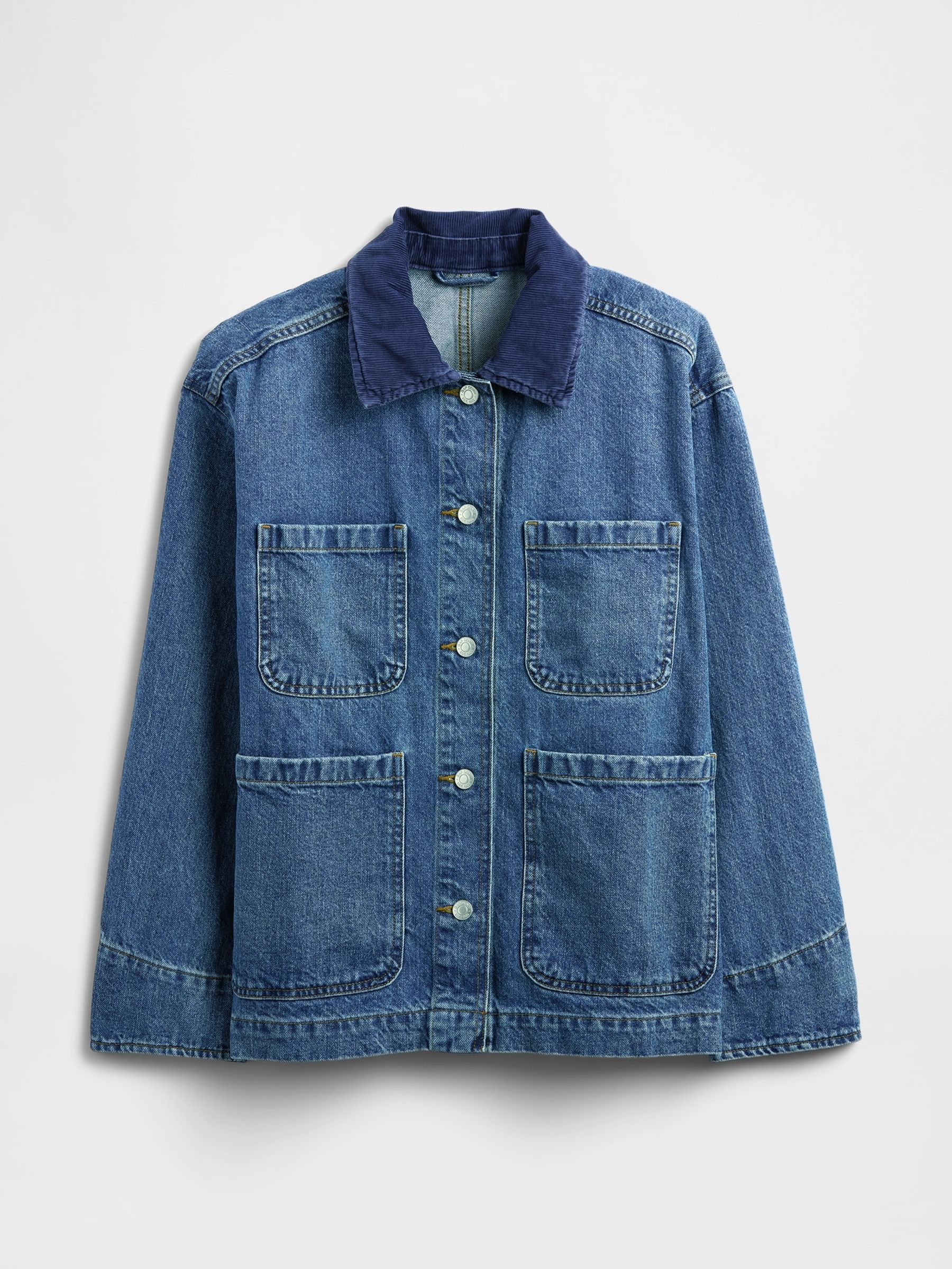 Blue Relaxed Denim Chore Jacket - Image 5 of 5
