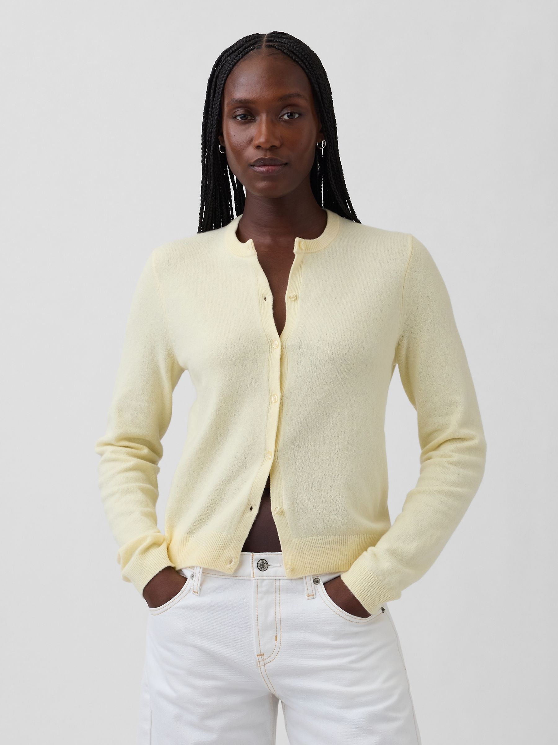 CashSoft Yellow Cropped Cardigan - Image 1 of 4