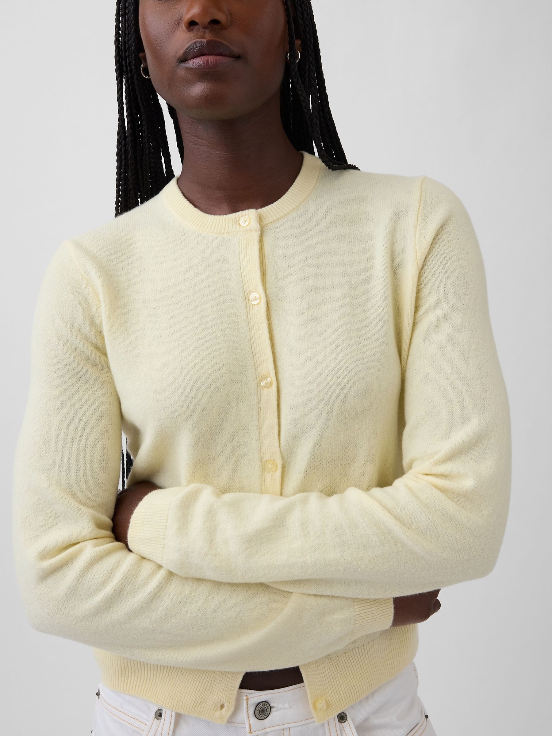 CashSoft Yellow Cropped Cardigan - Image 4 of 4