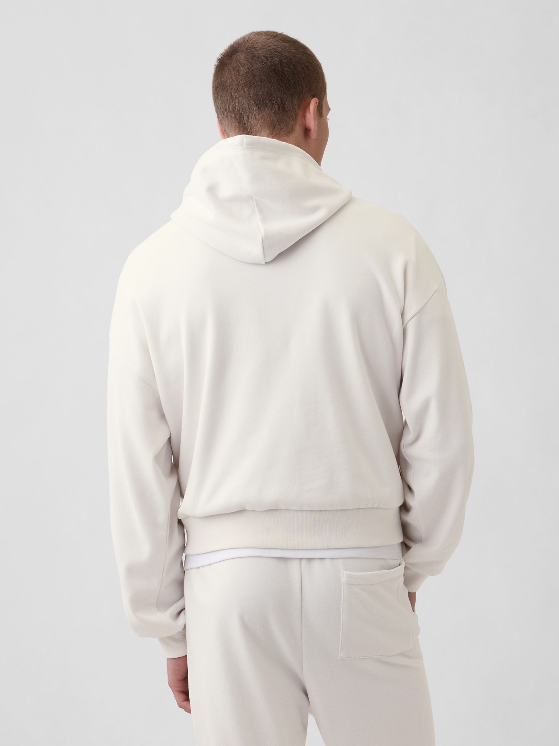 Cream Vintage Soft Terry Oversized Logo Crop Hoodie - Image 2 of 4