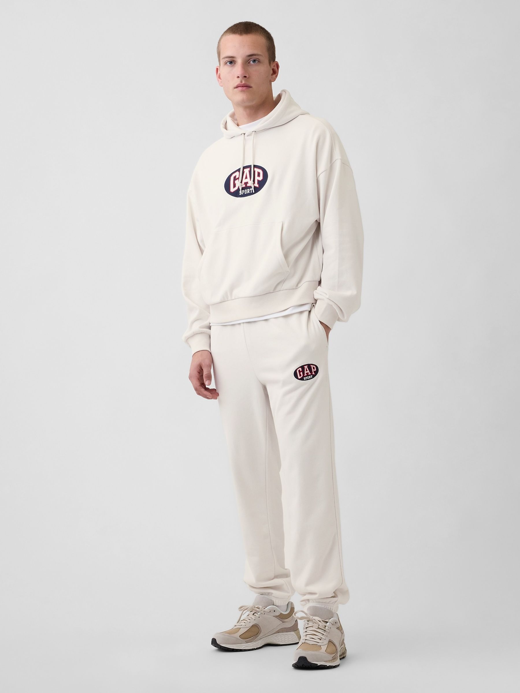 Cream Vintage Soft Terry Oversized Logo Crop Hoodie - Image 3 of 4