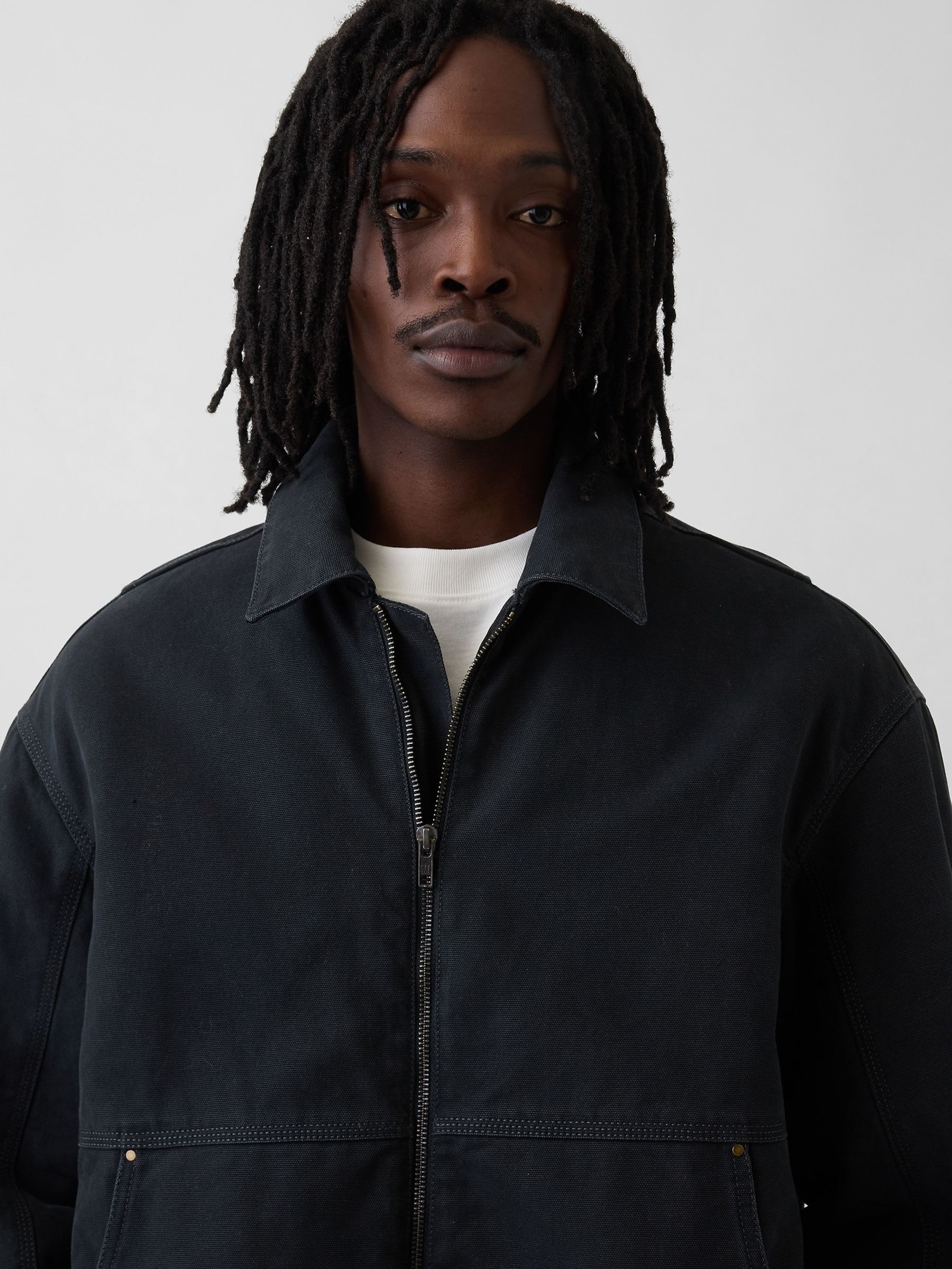 Black Canvas Bomber Jacket - Image 4 of 4