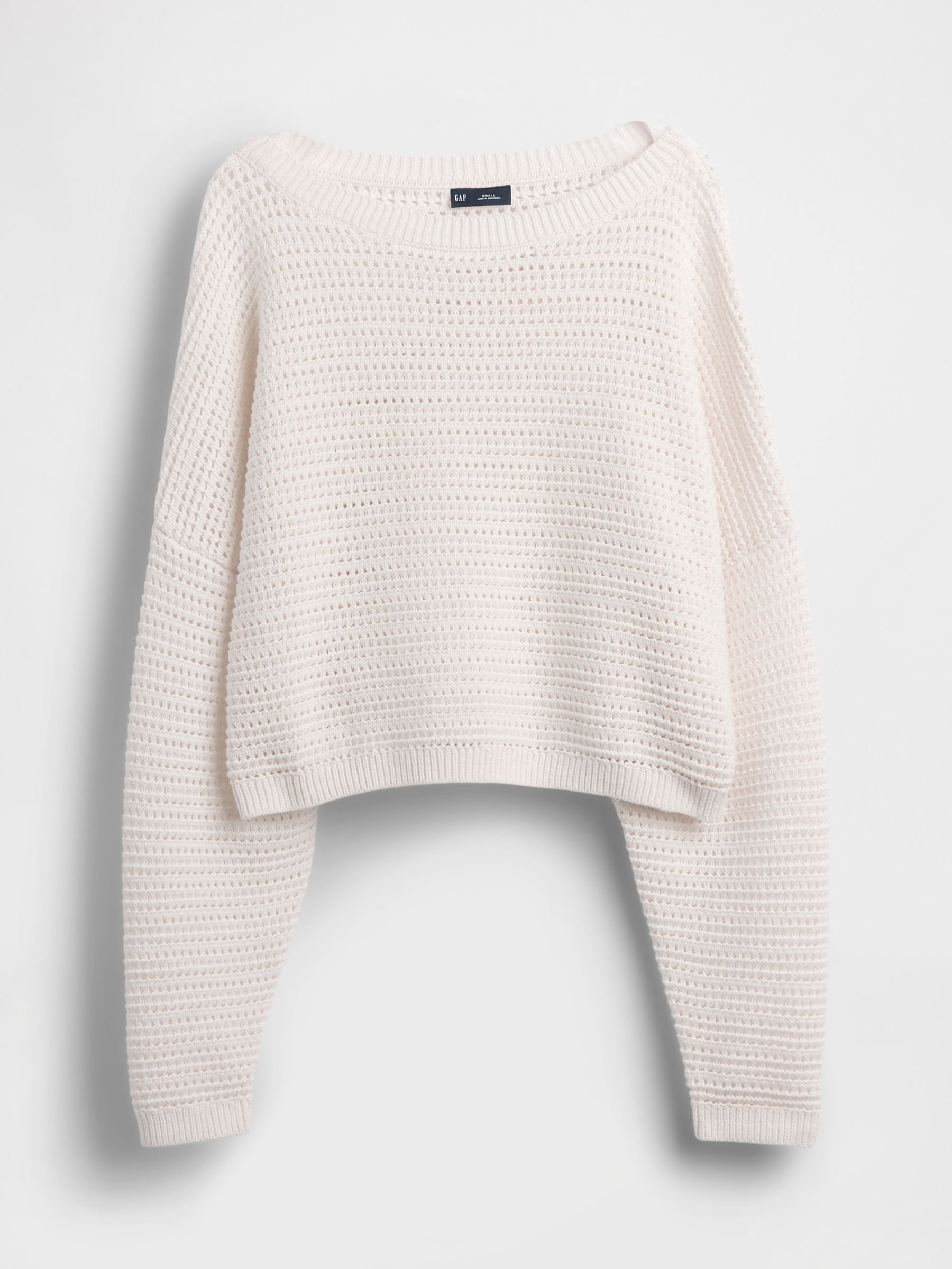 White Crochet Boat Neck Crop Jumper - Image 5 of 5