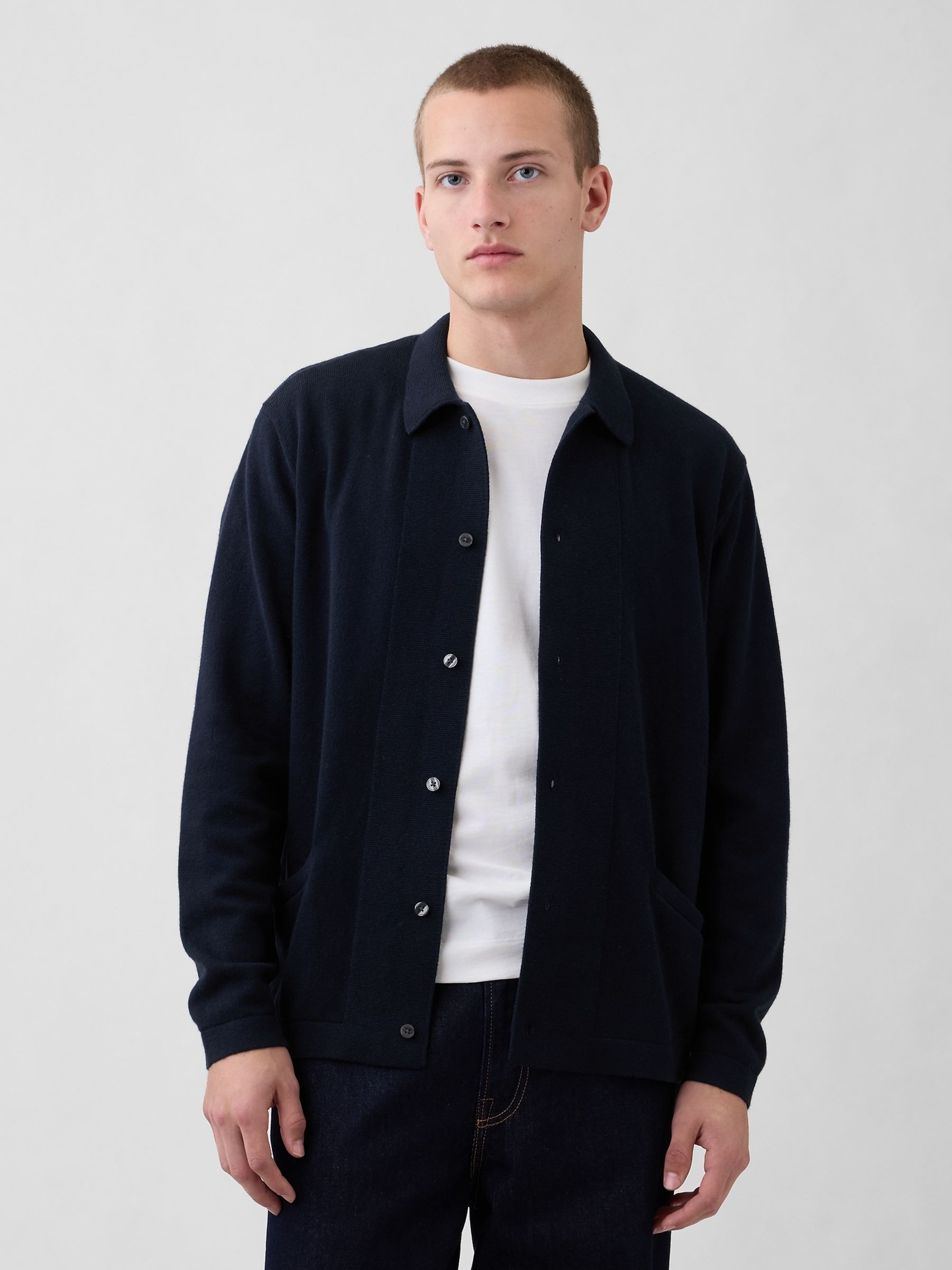 Navy Blue Relaxed Cardigan - Image 1 of 4