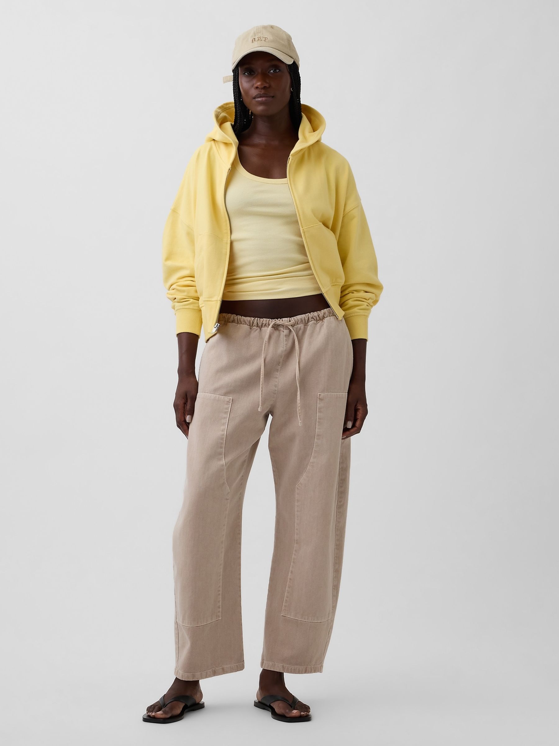 Beige Easy Double-Knee Barrel Trousers - Image 4 of 4