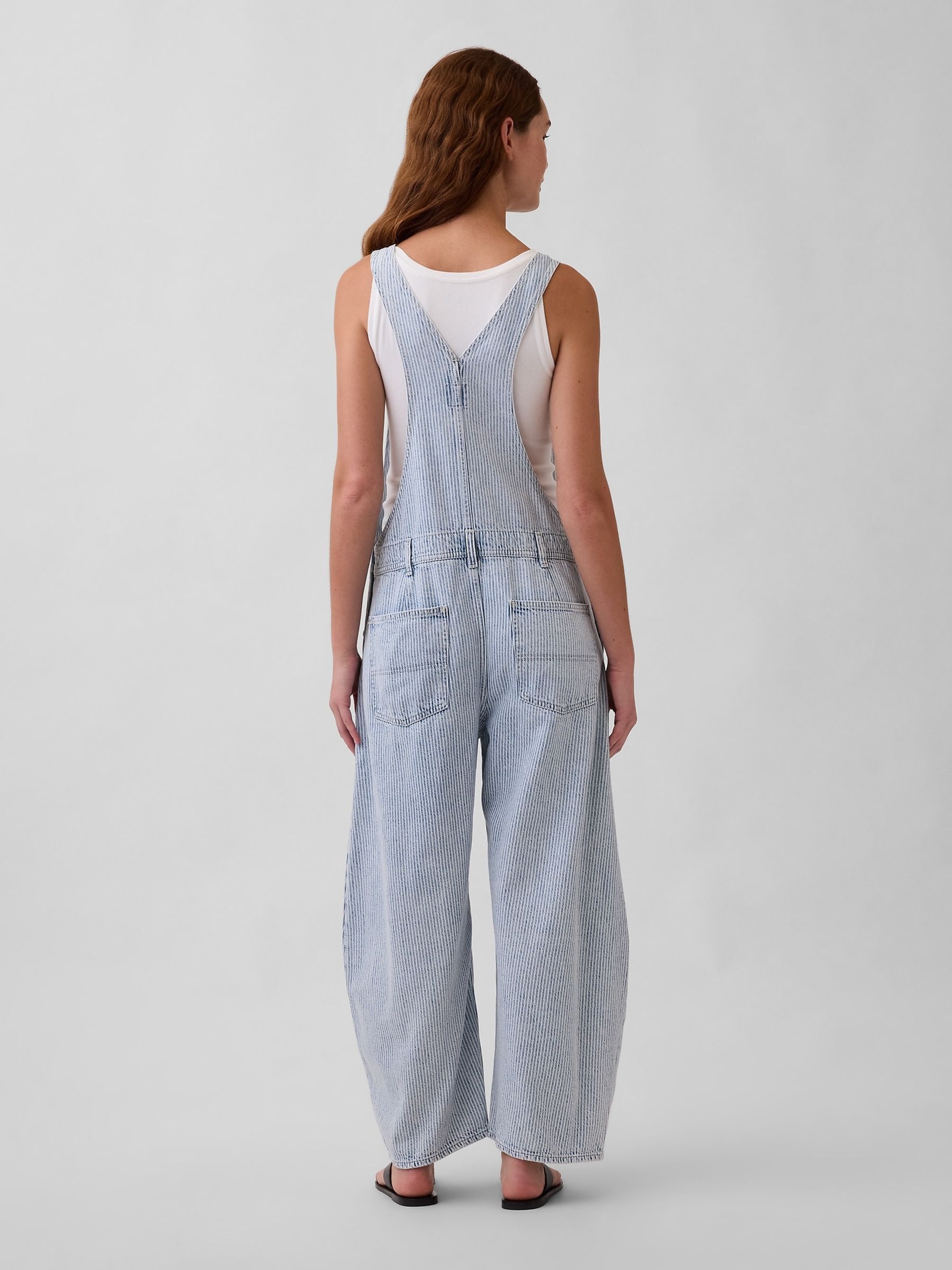 Blue Stripe Ultra Soft Denim Horseshoe Overalls Dungarees - Image 2 of 4