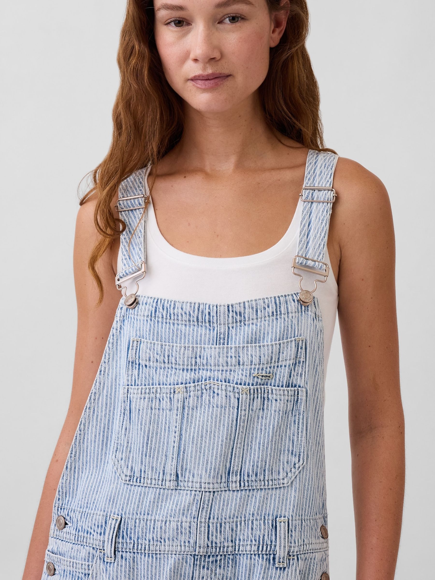 Blue Stripe Ultra Soft Denim Horseshoe Overalls Dungarees | Gap