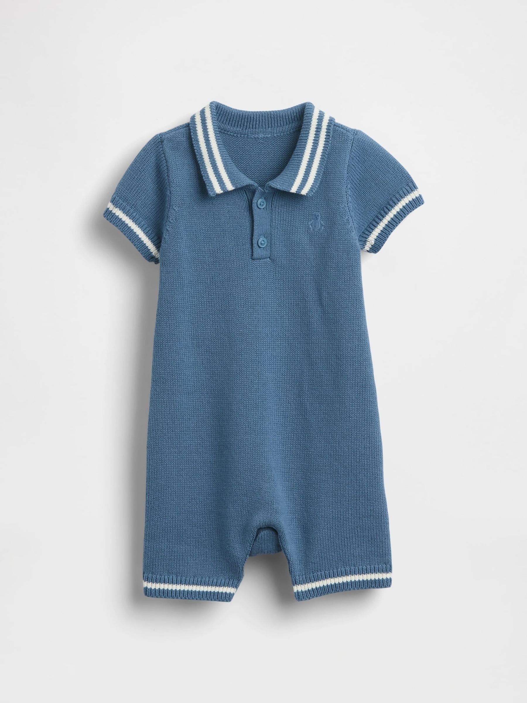 Blue Knitted short Polo One-Piece - Image 1 of 2 Blue Knitted short Polo One-Piece - Image 1 of 2
