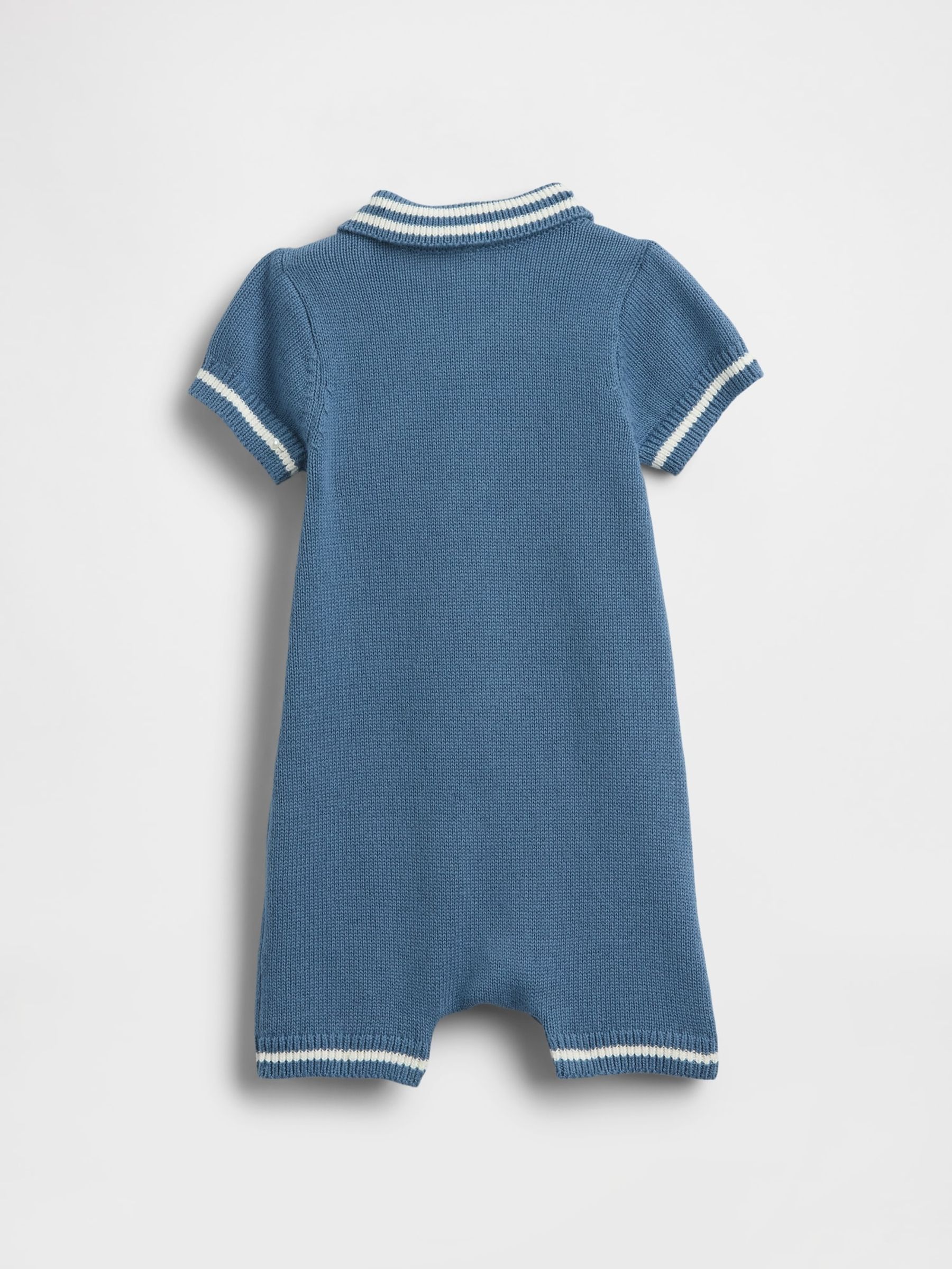Blue Knitted short Polo One-Piece - Image 2 of 2 Blue Knitted short Polo One-Piece - Image 2 of 2
