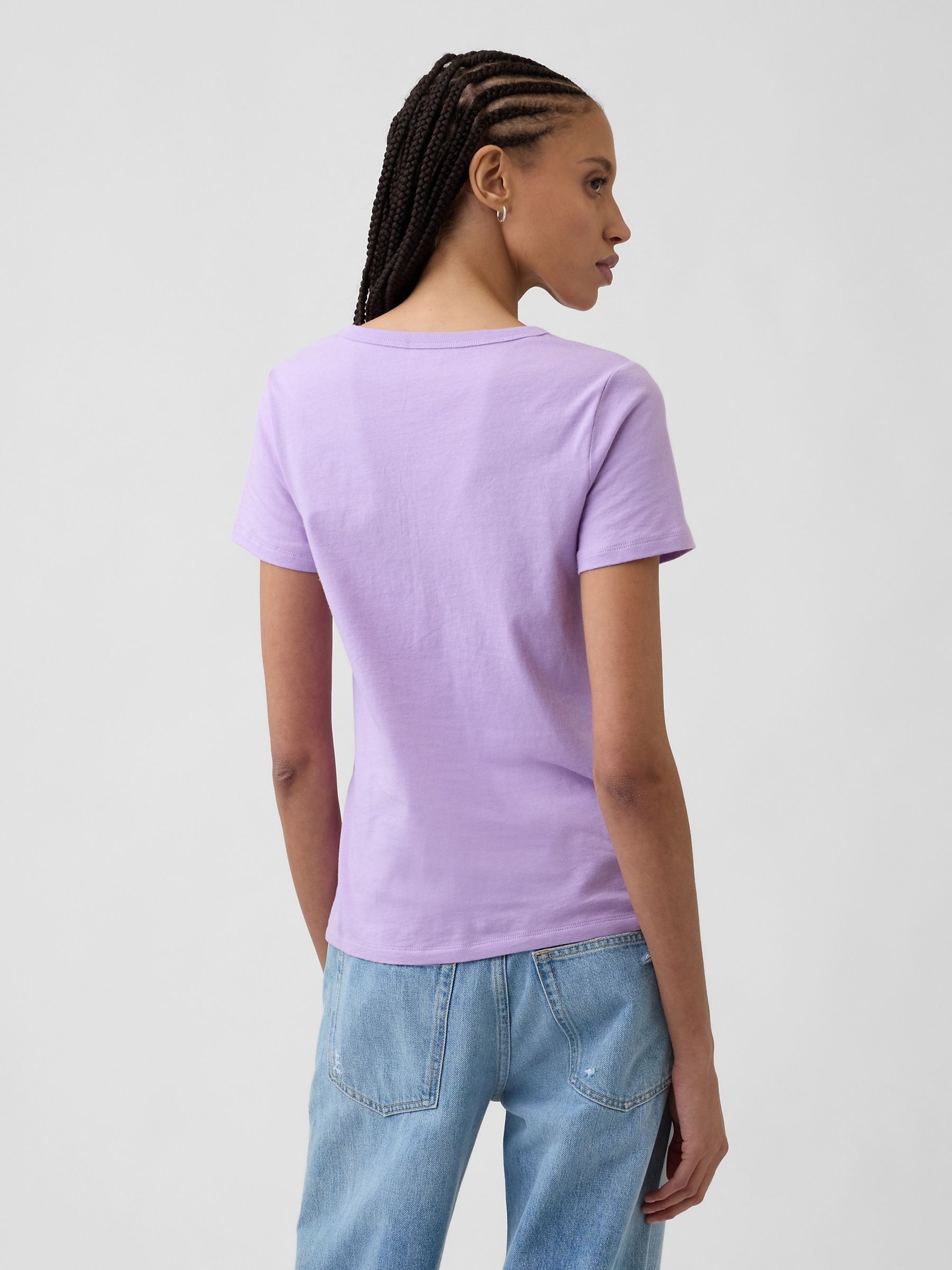 Purple Favourite V-Neck T-Shirt - Image 2 of 5 Purple Favourite V-Neck T-Shirt - Image 2 of 5