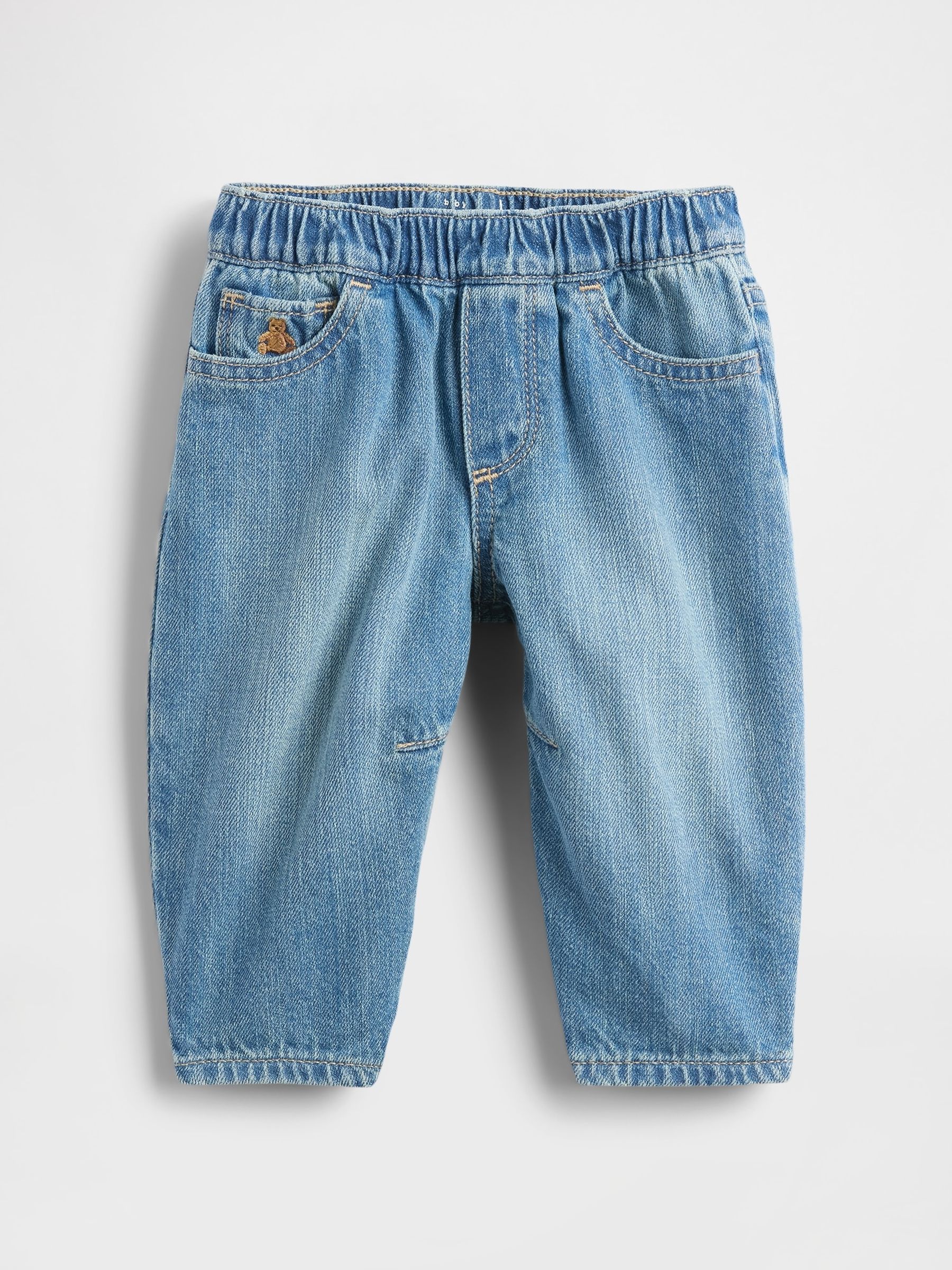 Blue Pull On Barrel Jeans (Newborn-24mths) - Image 1 of 2