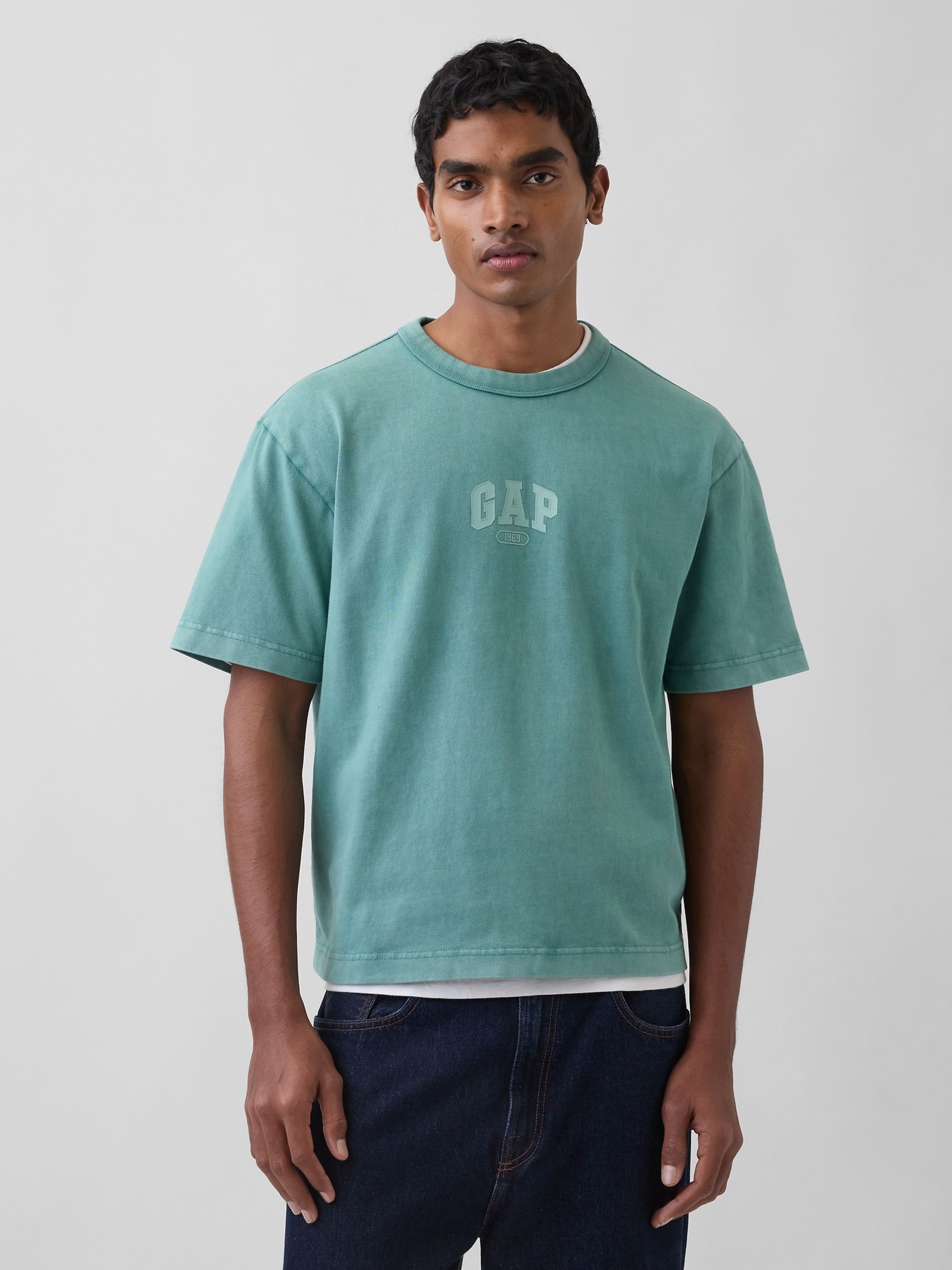 Green Heavyweight Relaxed 1969 Logo Boxy T-Shirt - Image 1 of 4
