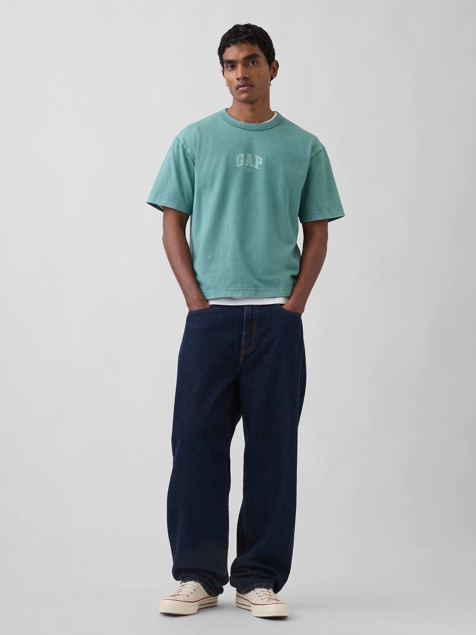 Green Heavyweight Relaxed 1969 Logo Boxy T-Shirt - Image 3 of 4