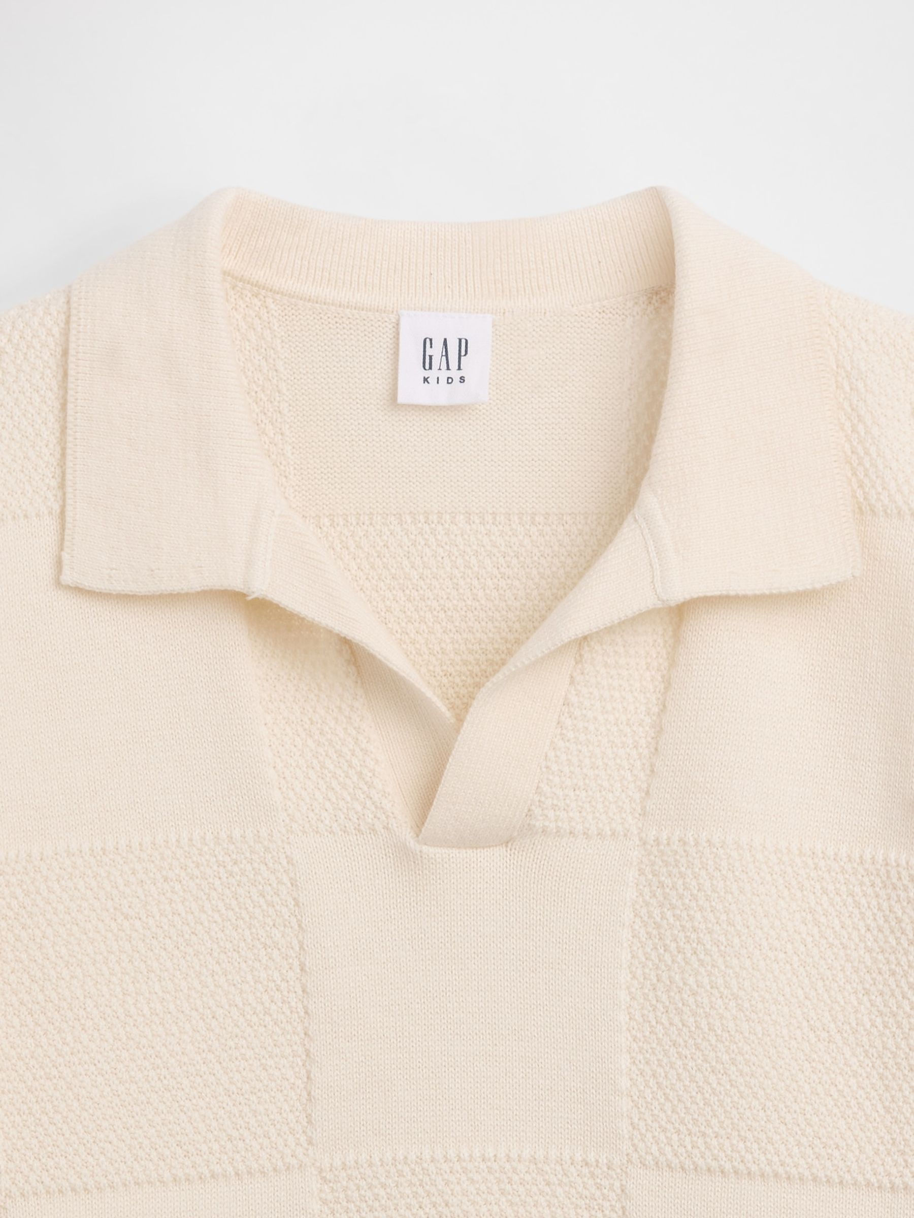 Cream Johnny-Collar Checkered Jumper - Image 4 of 4