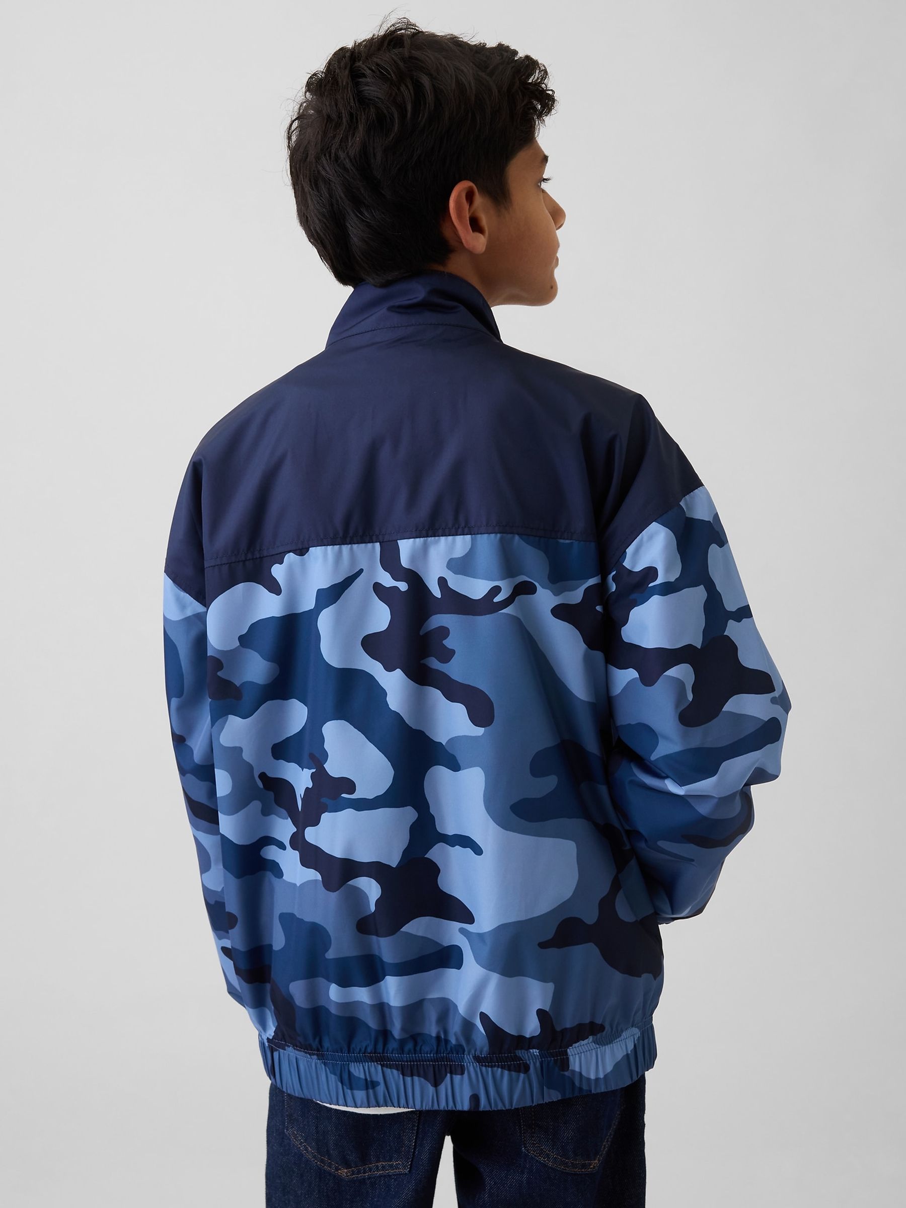 Blue Colourblock Camo Windbreaker - Image 2 of 4