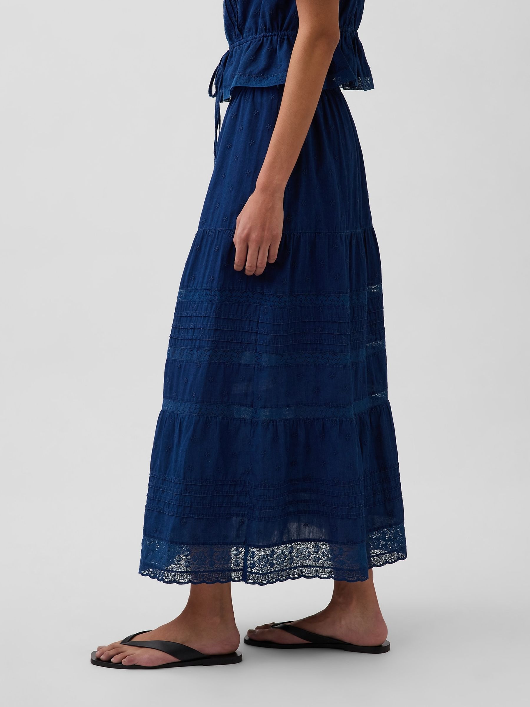 Blue Lace-Trim Maxi Skirts - Image 4 of 5