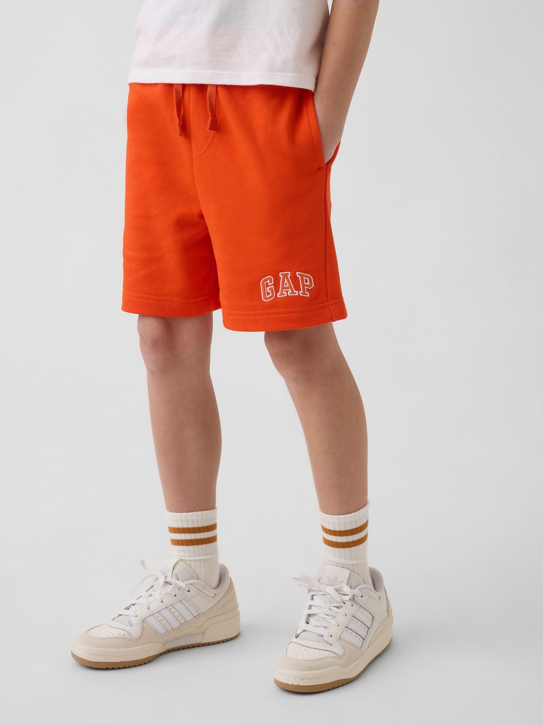 Orange Relaxed Logo French Terry Pull On Shorts - Image 1 of 5