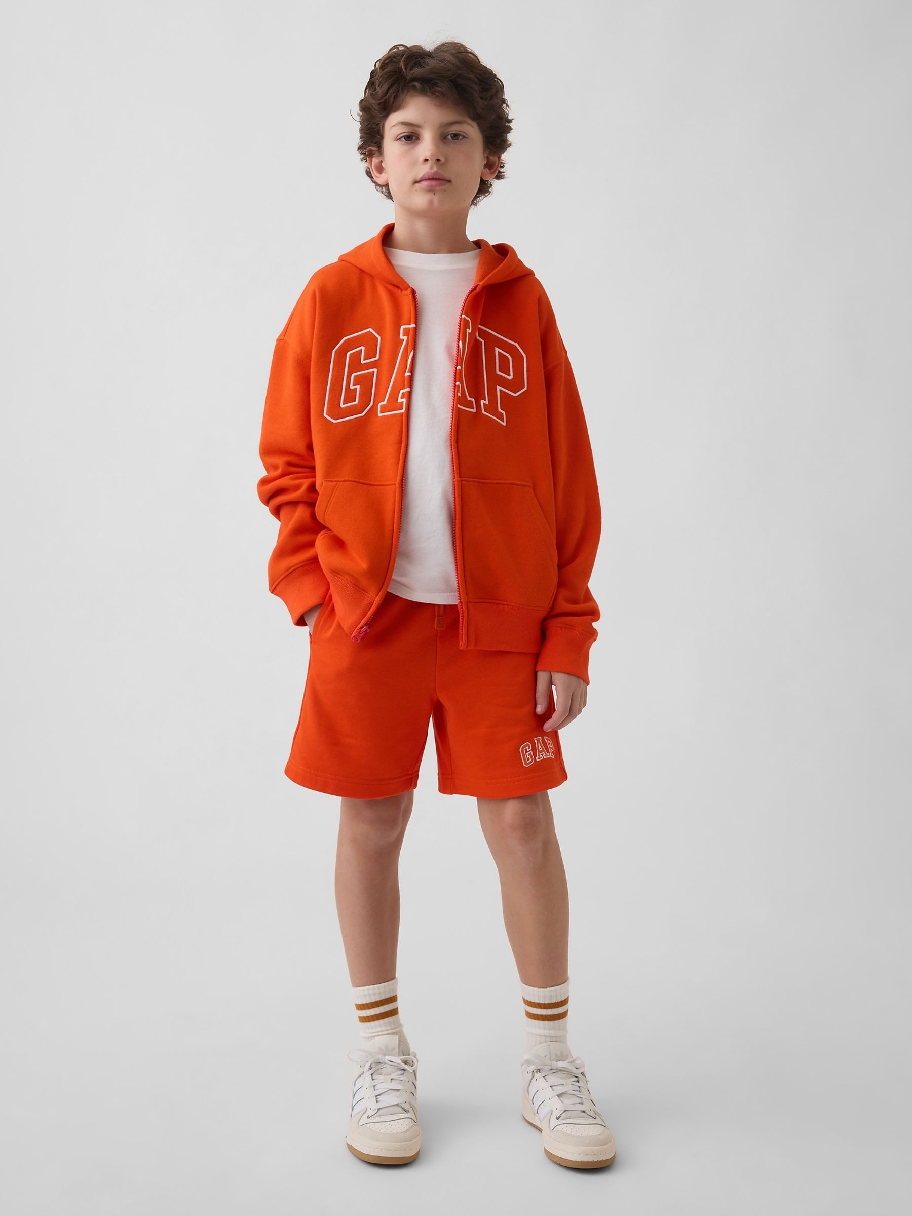 Orange Relaxed Logo French Terry Pull On Shorts - Image 3 of 5