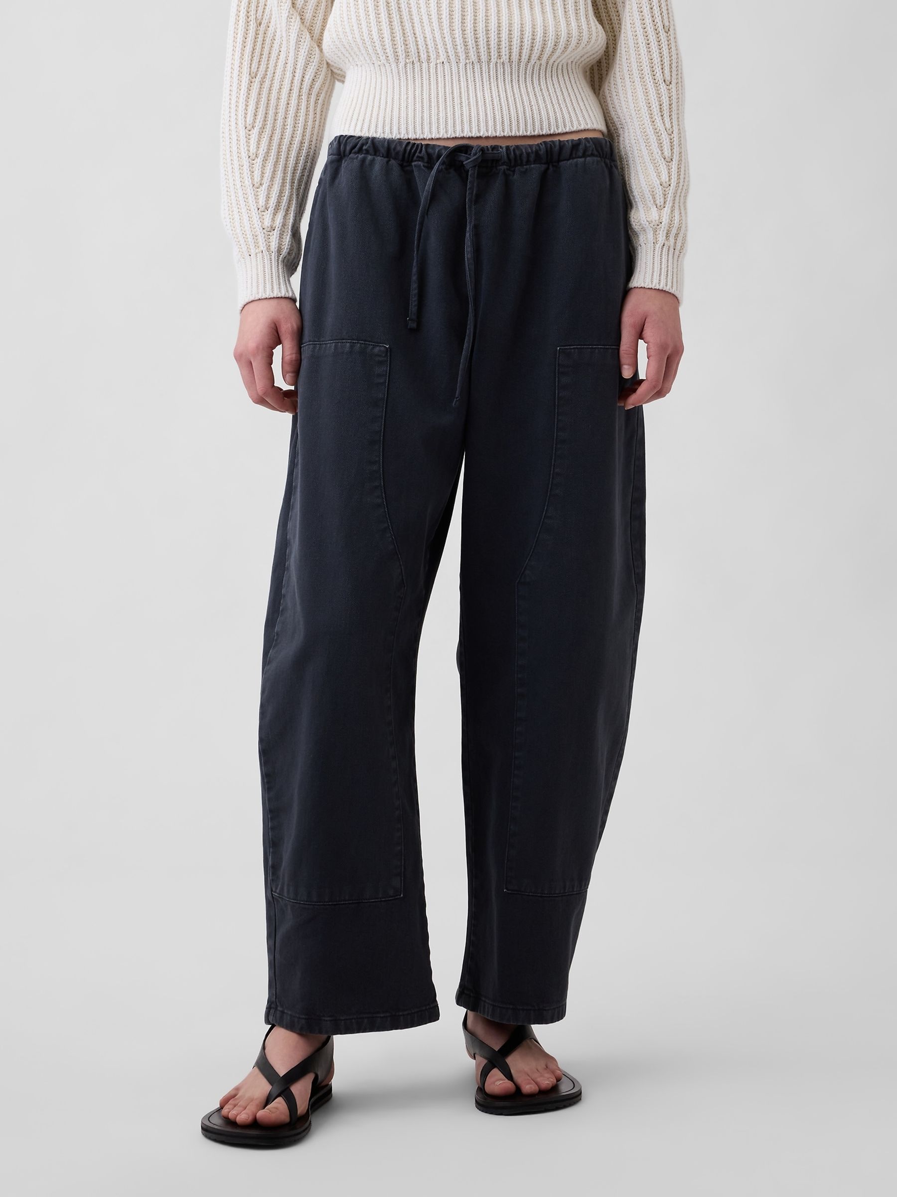 Black Easy Double-Knee Barrel Trousers - Image 1 of 4 Black Easy Double-Knee Barrel Trousers - Image 1 of 4