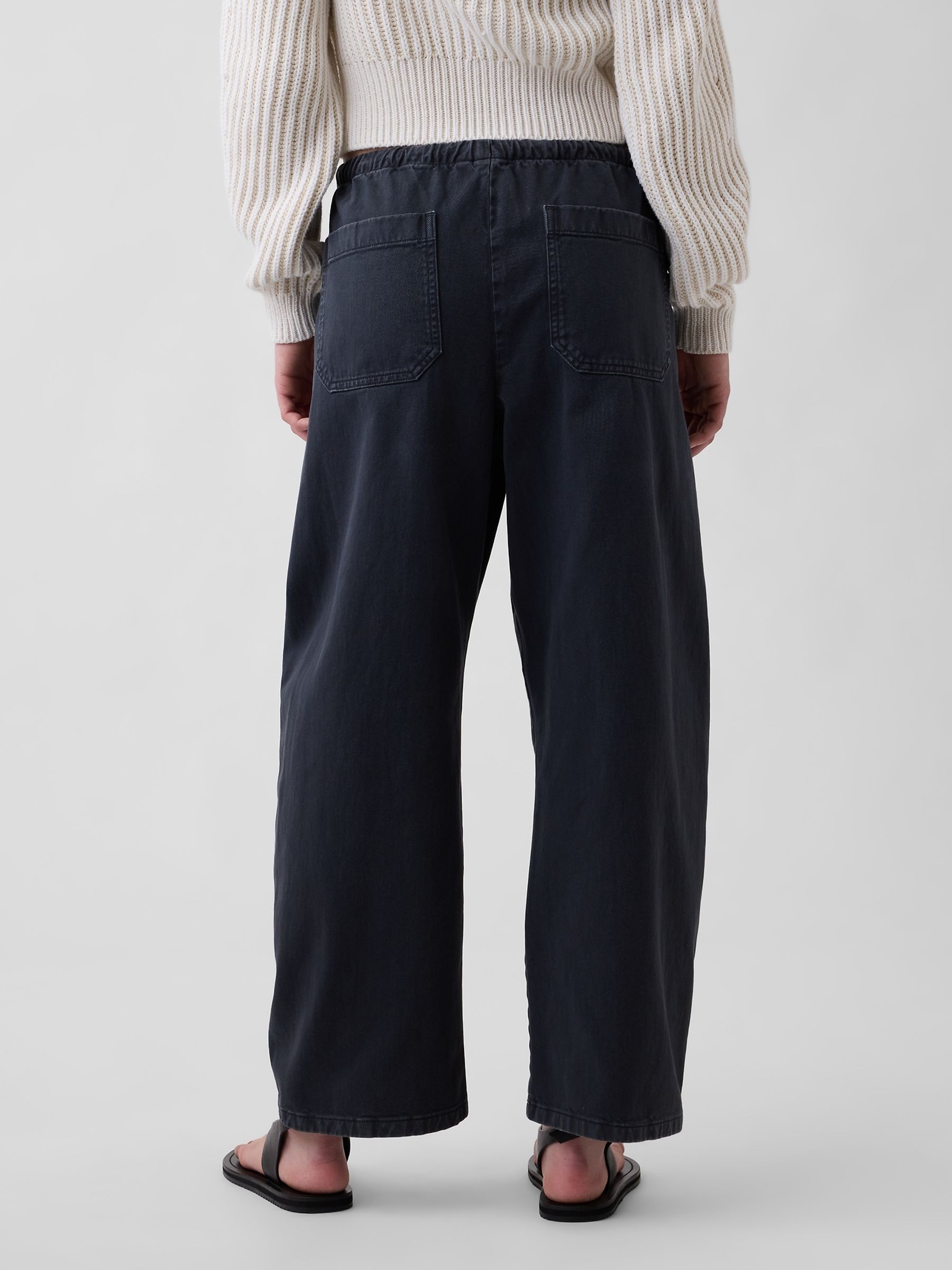 Black Easy Double-Knee Barrel Trousers - Image 2 of 4