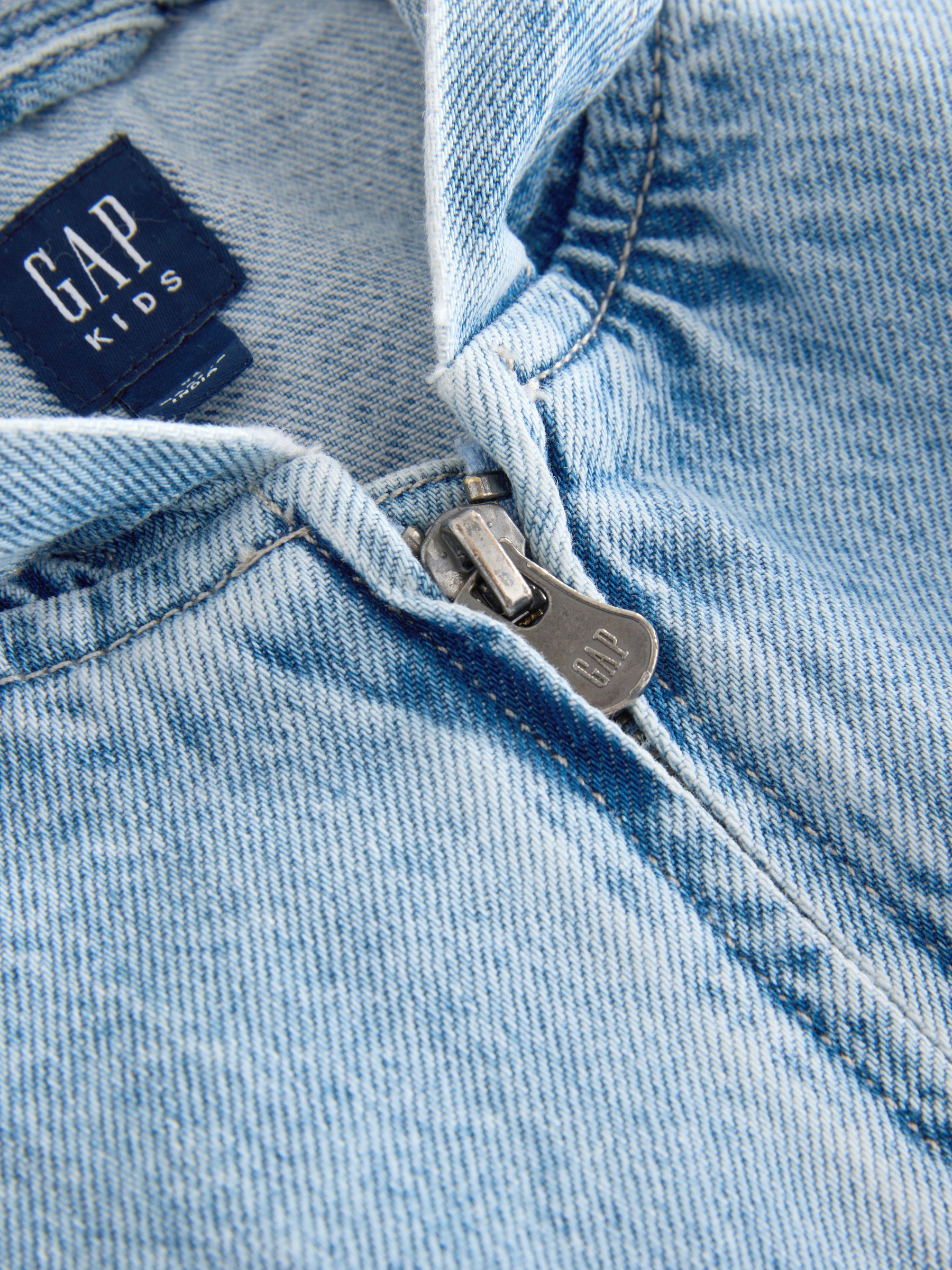 Medium wash Knit Hooded Denim Jacket - Image 3 of 5