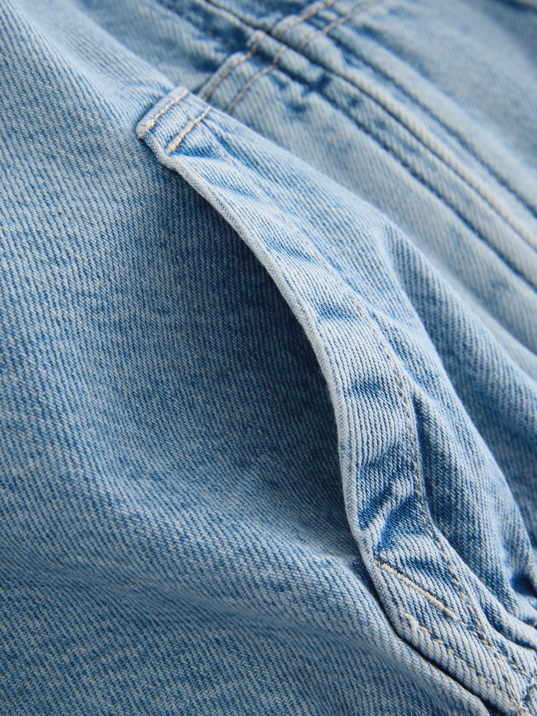 Medium wash Knit Hooded Denim Jacket - Image 4 of 5