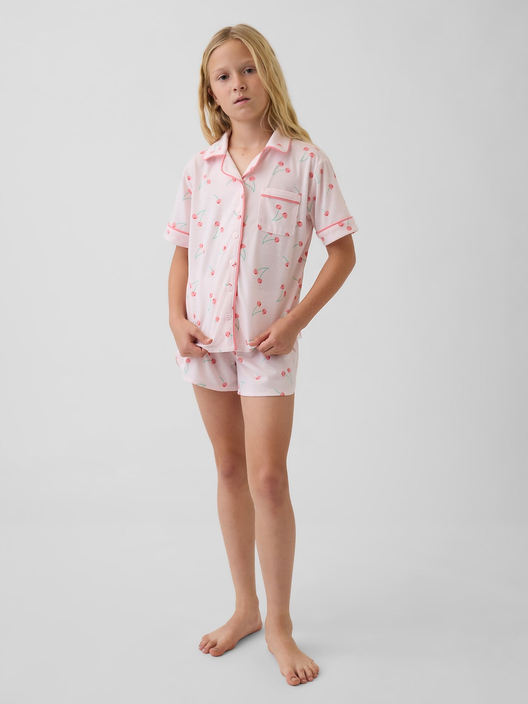 Pink Cherry Pyjamas Short Set - Image 1 of 4
