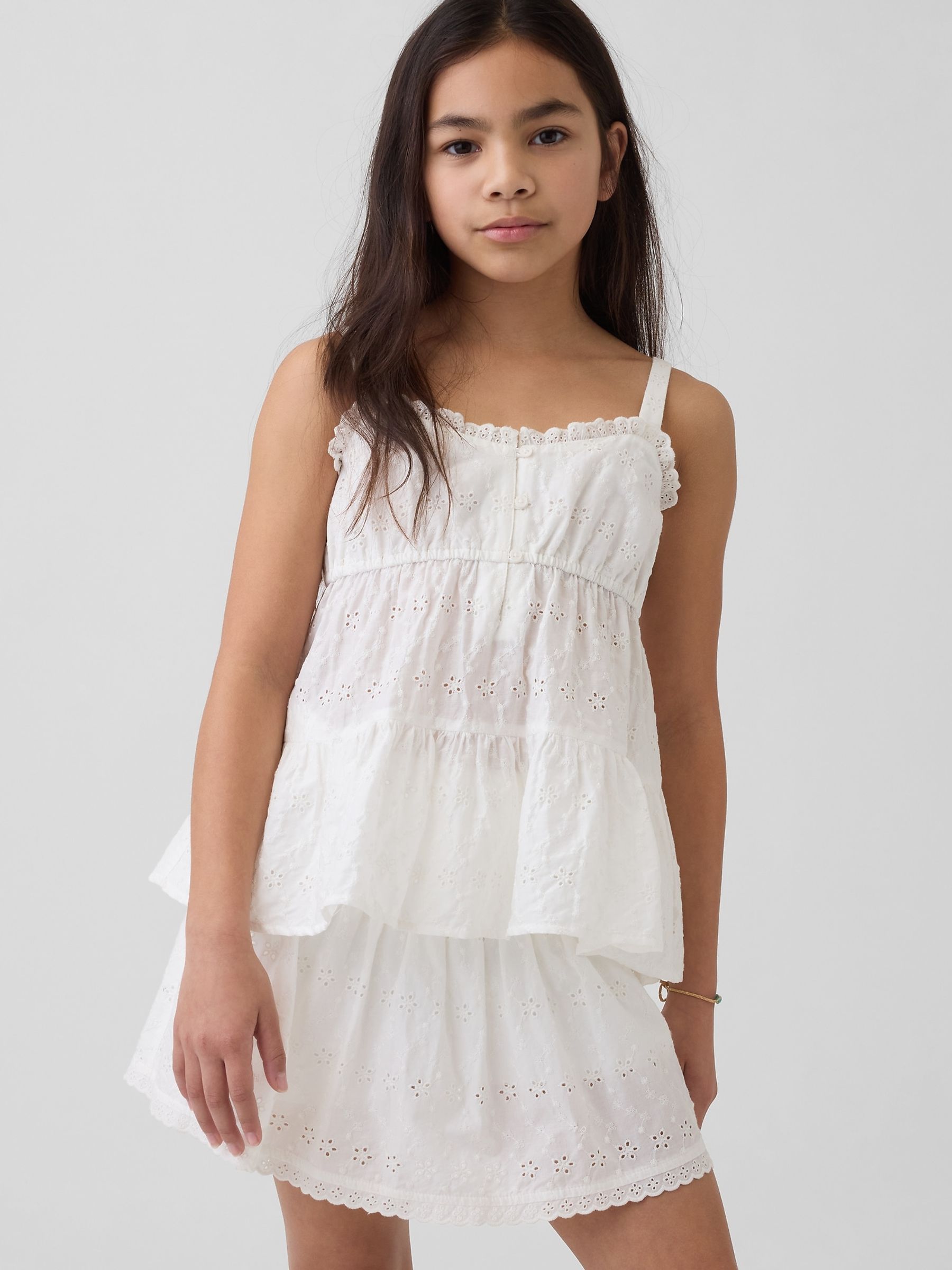 White Tiered Eyelet Vest - Image 1 of 5