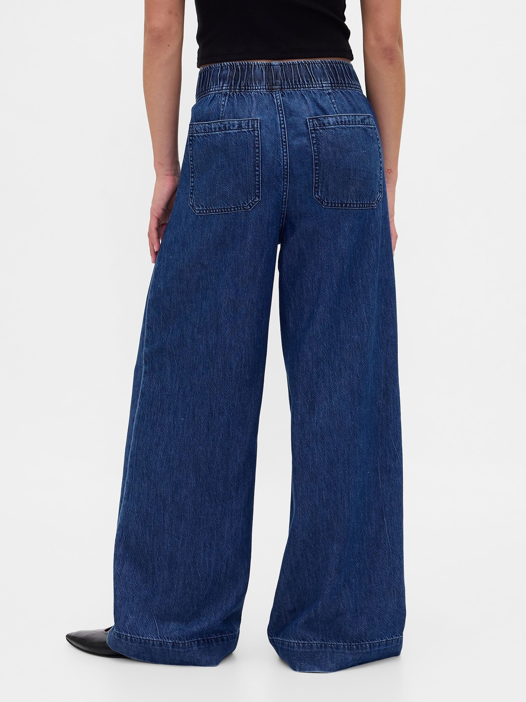 Blue Mid Rise UltraSoft Pleated Baggy Jeans - Image 2 of 6