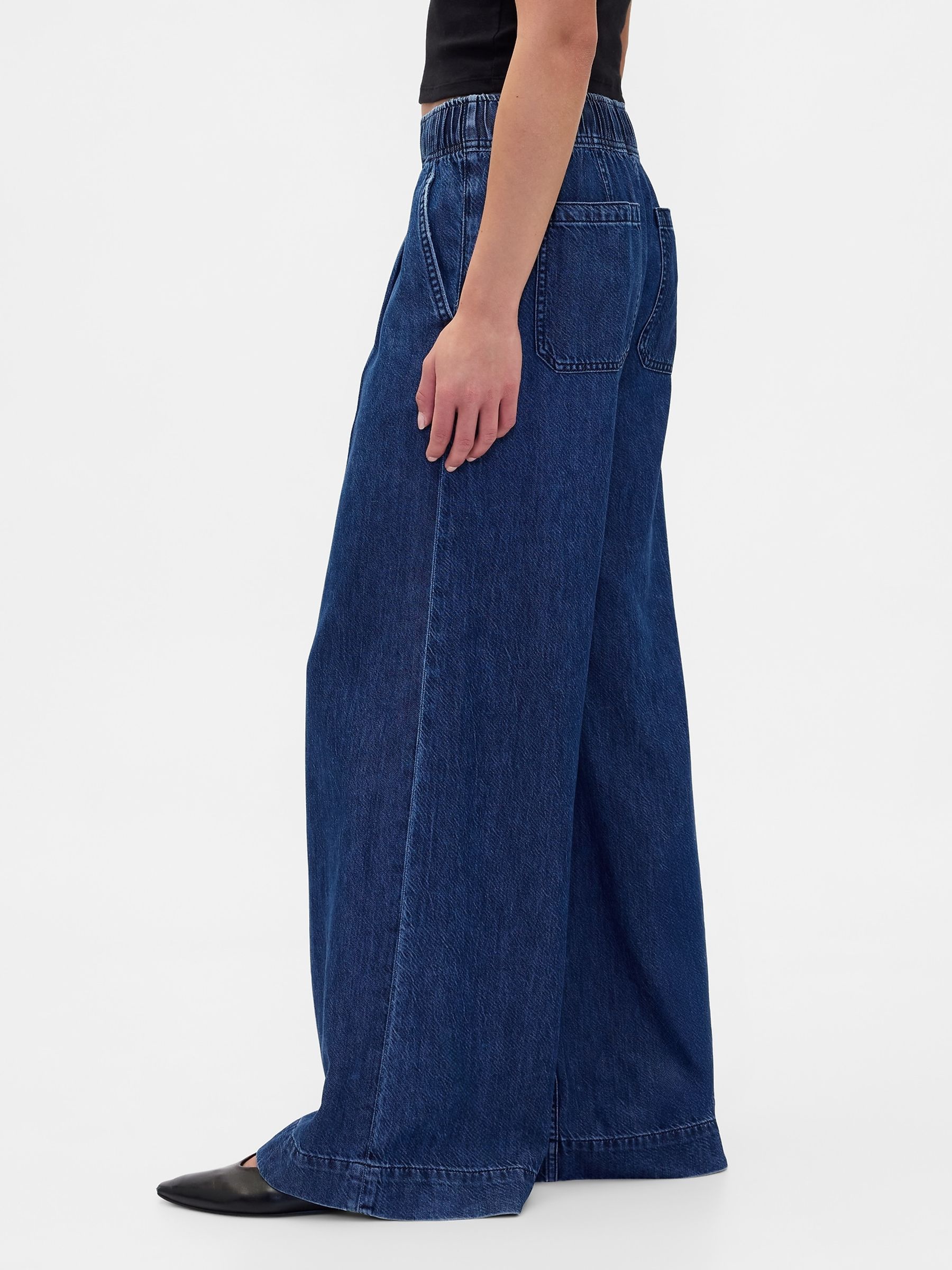 Blue Mid Rise UltraSoft Pleated Baggy Jeans - Image 3 of 6