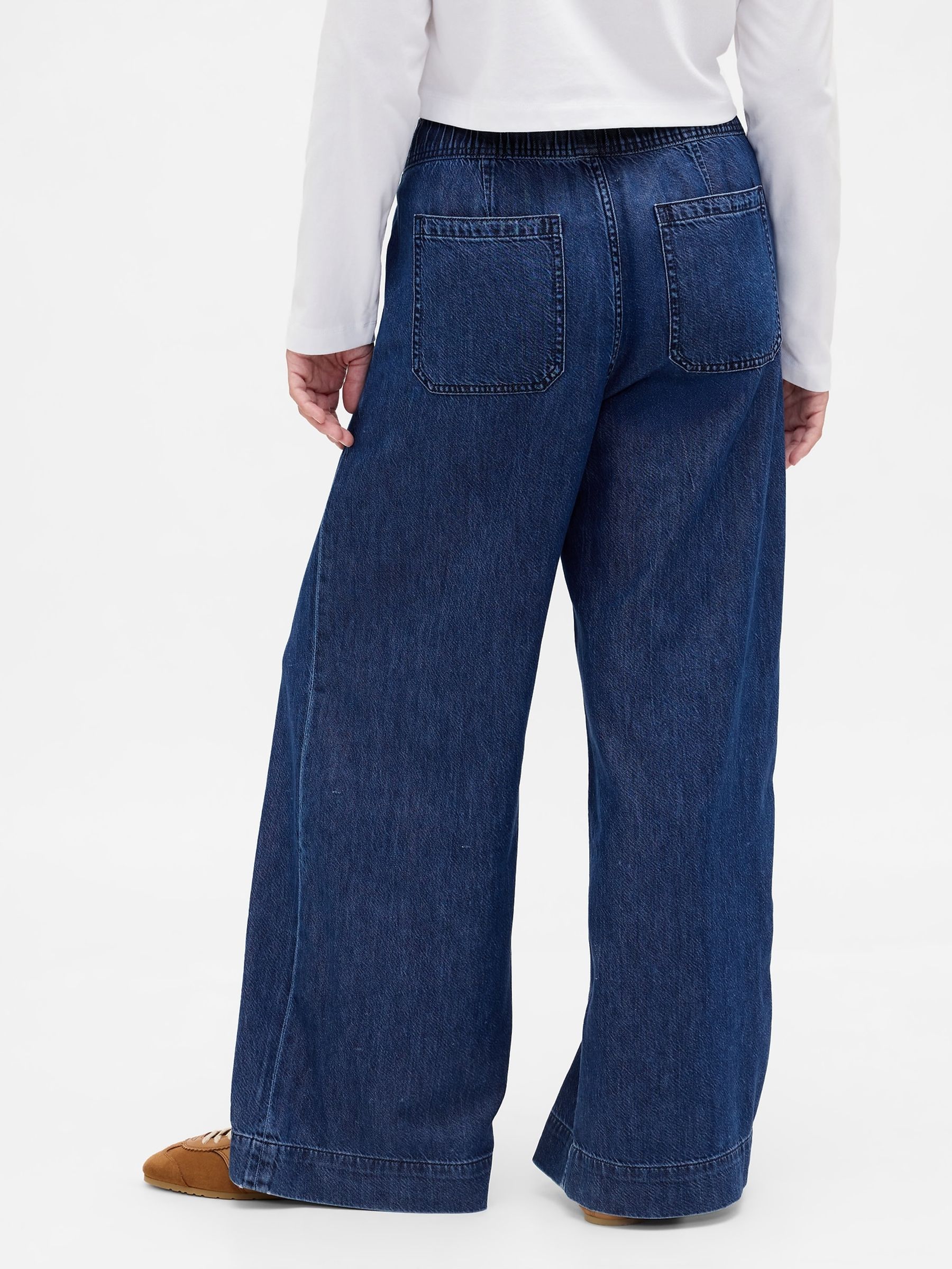 Blue Mid Rise UltraSoft Pleated Baggy Jeans - Image 4 of 6
