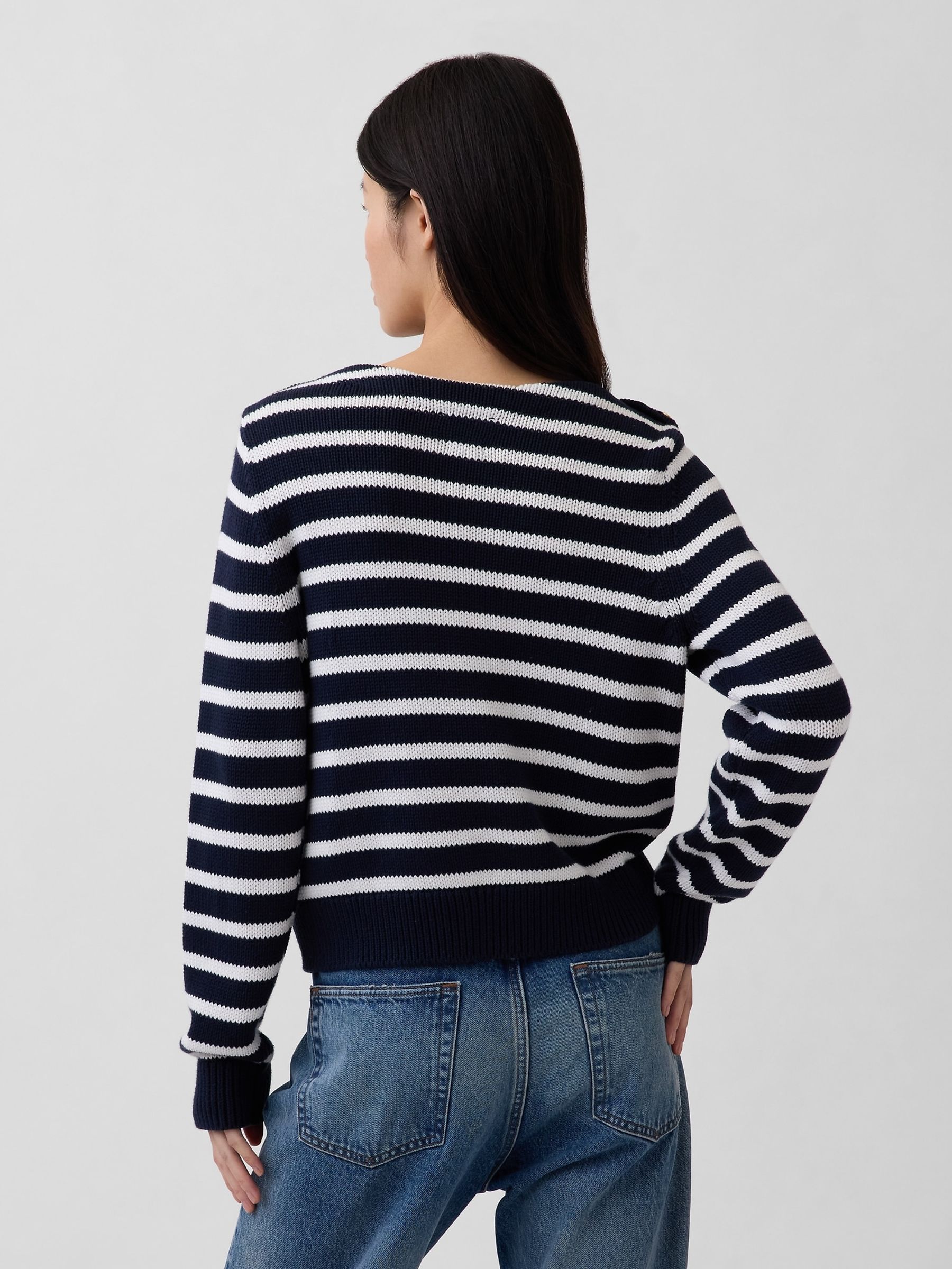 Black Stripe Relaxed Boatneck Jumper - Image 2 of 4