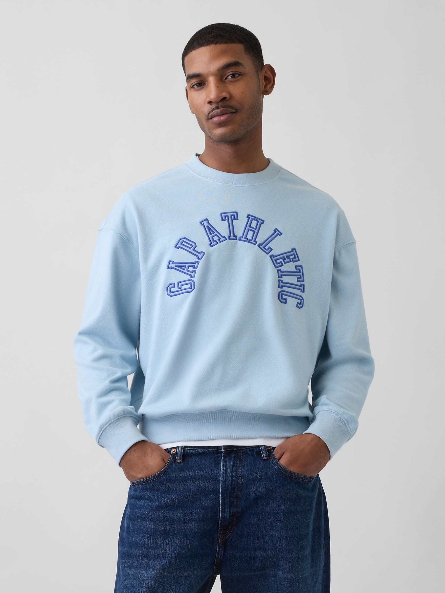 Blue VintageSoft French Terry Oversized Athletic Sweatshirt - Image 1 of 4