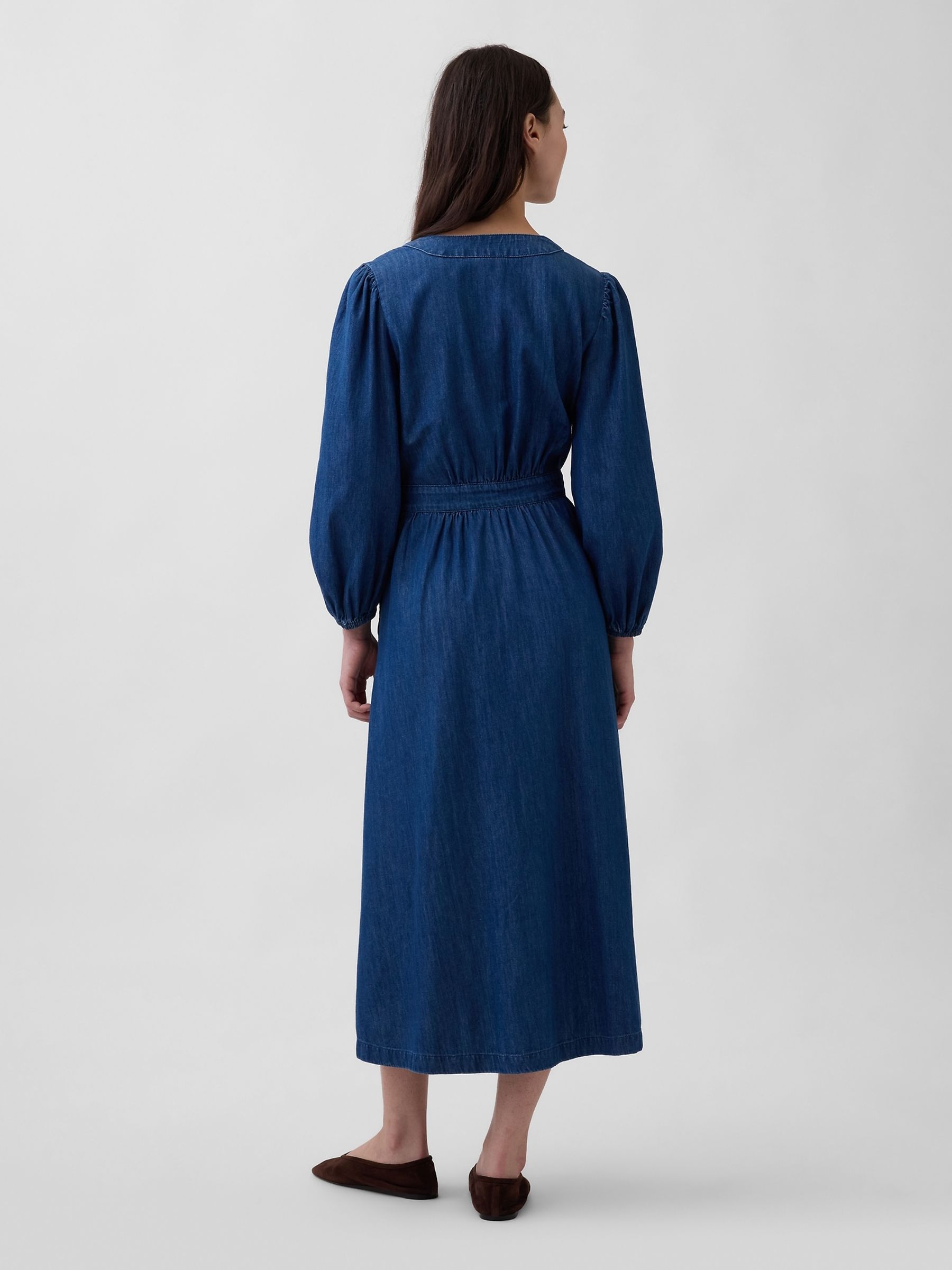 Dark Indigo Denim Pieced-Waist Midi Dress - Image 2 of 4