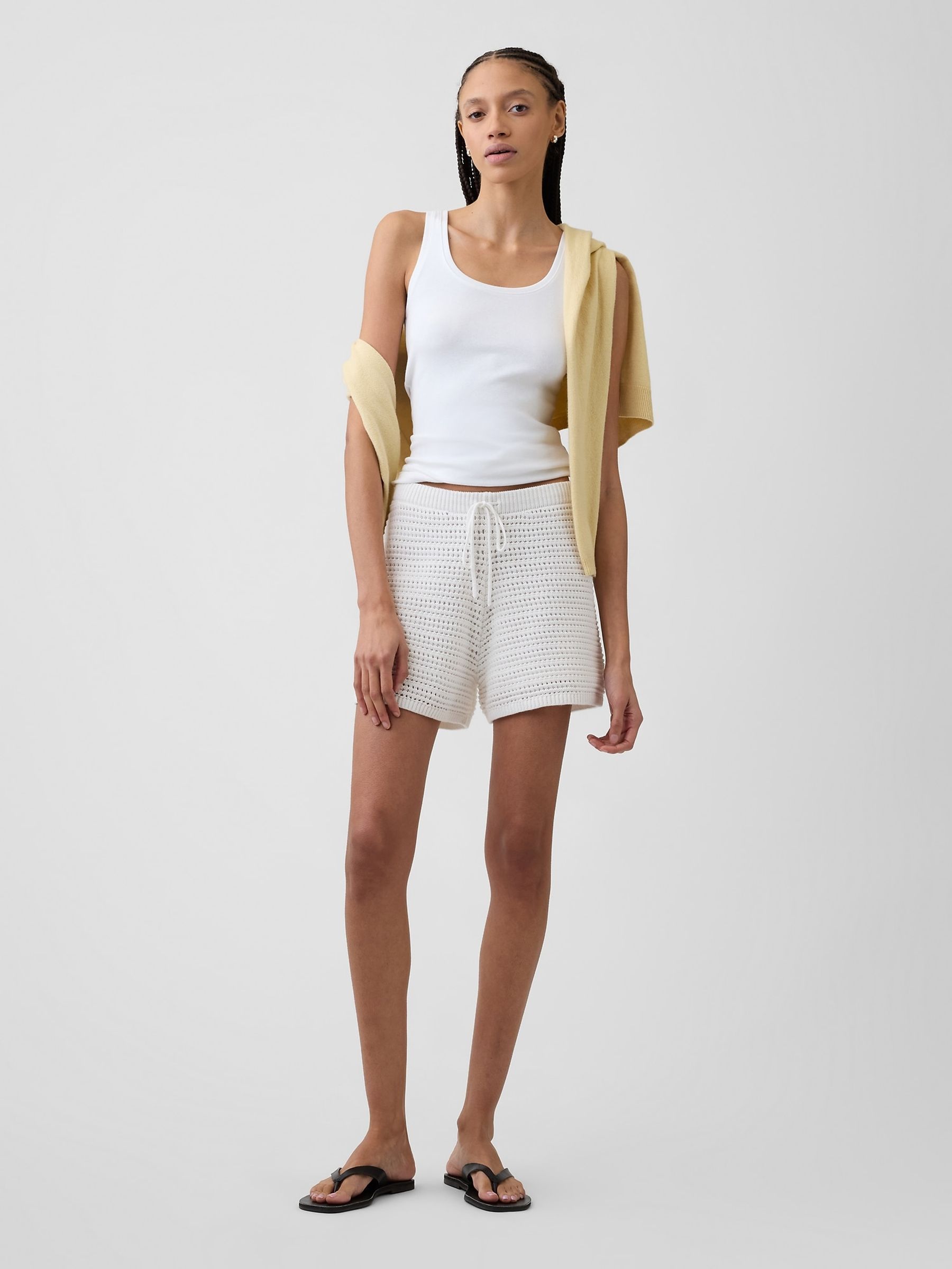 White Crochet Easy Shorts - Image 4 of 5