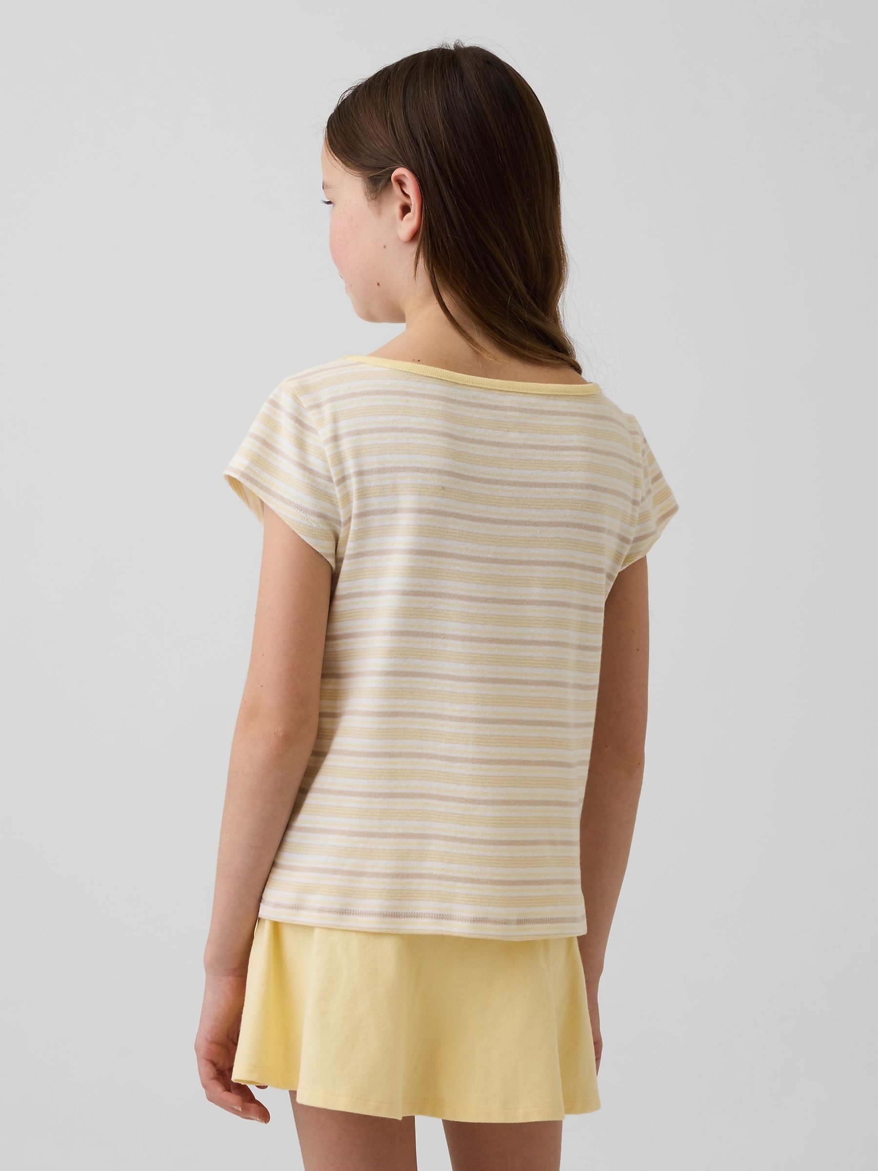 Yellow Stripe Cap-Sleeve Fitted T-Shirt - Image 2 of 4