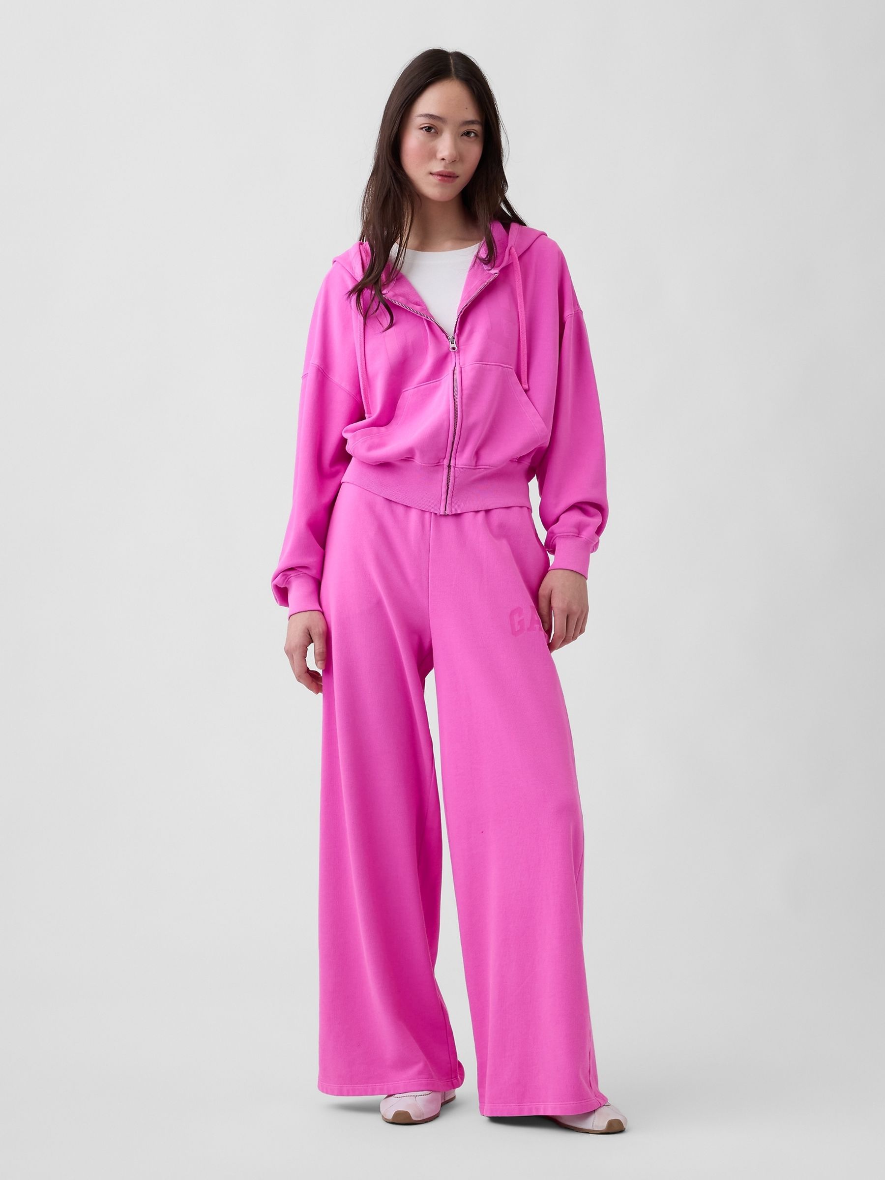 Pink Oversized Logo French Terry Zip Hoodie - Image 3 of 9