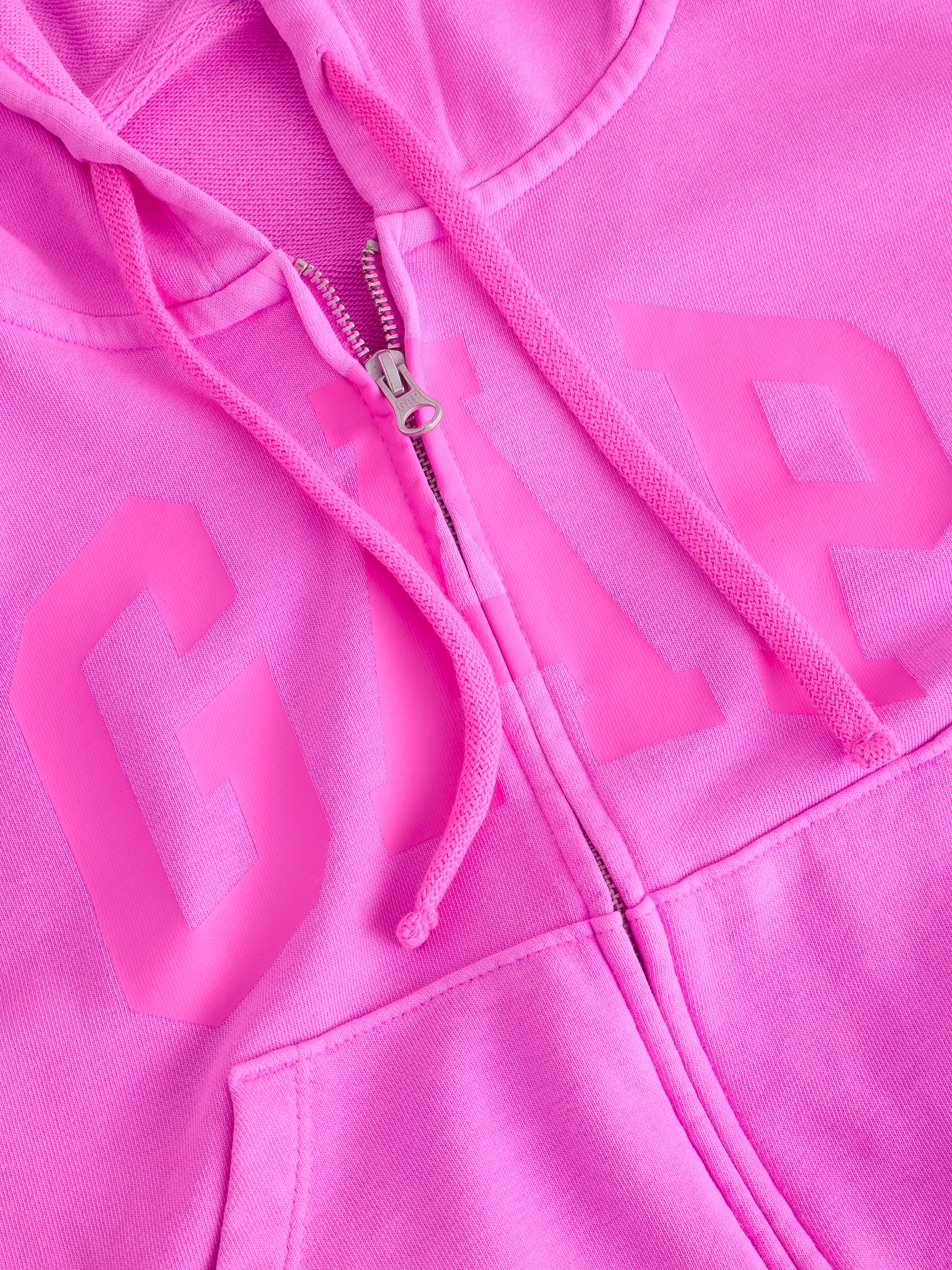 Pink Oversized Logo French Terry Zip Hoodie - Image 8 of 9
